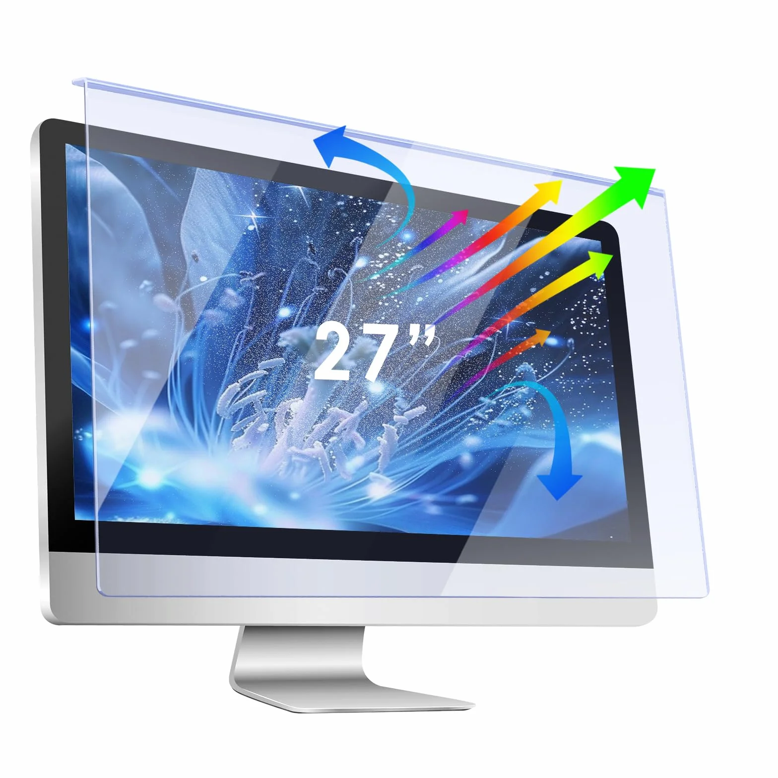 Qoosea Blokowanie niebieskiego światła 27" ochrona ekranu do monitorów komputerowych, uniwersalne dopasowanie, 612,6 x 356 mm, nieoślepiająca, ochrona przed promieniowaniem UV do długiej pracy i