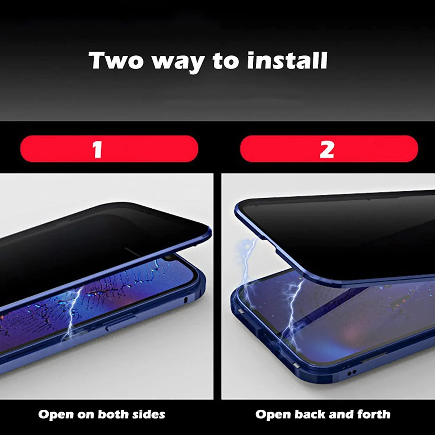Etui na iPhone 14 Pro, antypodglądający dwustronny magnes ze szkła hartowanego adsorpcja prywatność ekran etui na telefon, 360 pełne odporne na wstrząsy etui ochronne do iPhone 14 Pro (kolor: niebieski)