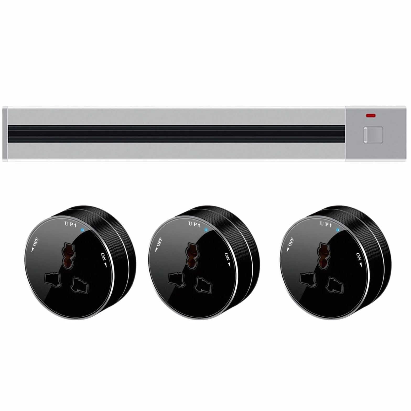 Gniazdo Szynowe 8000 W, Z Trzema Adapterami 2500 W, Listwa Zasilająca Z Przesuwną Szyną Ścienną, Przełącznik 40-80cm I Listwa Zasilająca, Gniazdo Szynowe Antyporażeniowe G-80cm