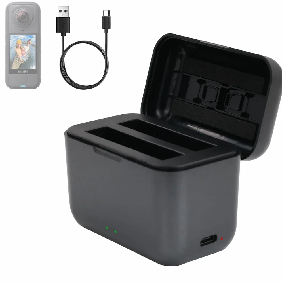 Ładowarka do Insta360 X4 Air Hub z szybkim ładowaniem, slotem na karty SD Micro i USB typu C, 2 kanały, przenośna inteligentna ładowarka do akcesoriów do aparatu akcji