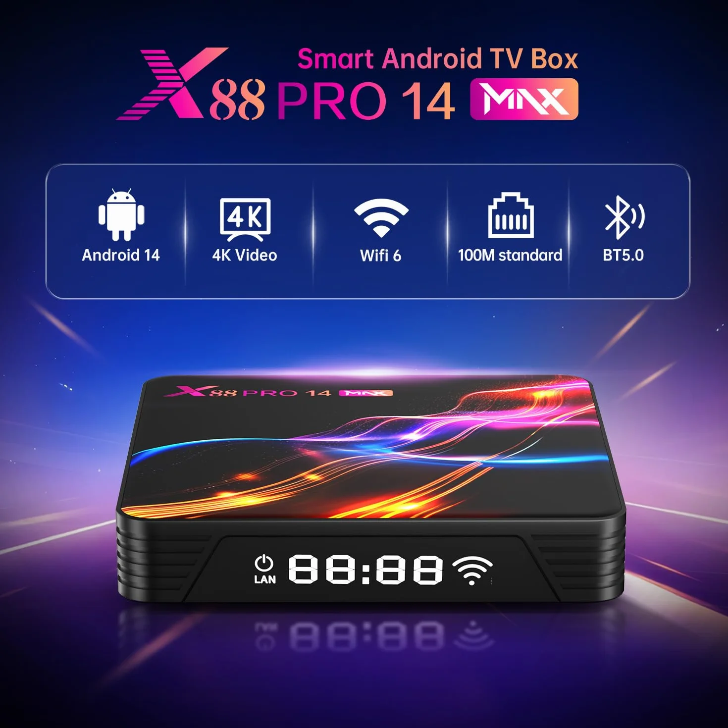 GREVA 8K Android 14.0 TV Box 2026, Android Box 4 GB RAM 64 GB ROM, chipset RK3528, obsługa chipsetów 2,4 GHz / 5,0 GHz Dual WiFi6 HDR10 BT5.0 Ethernet LAN, Internet TV, Bluetooth, 3D HD, Smart