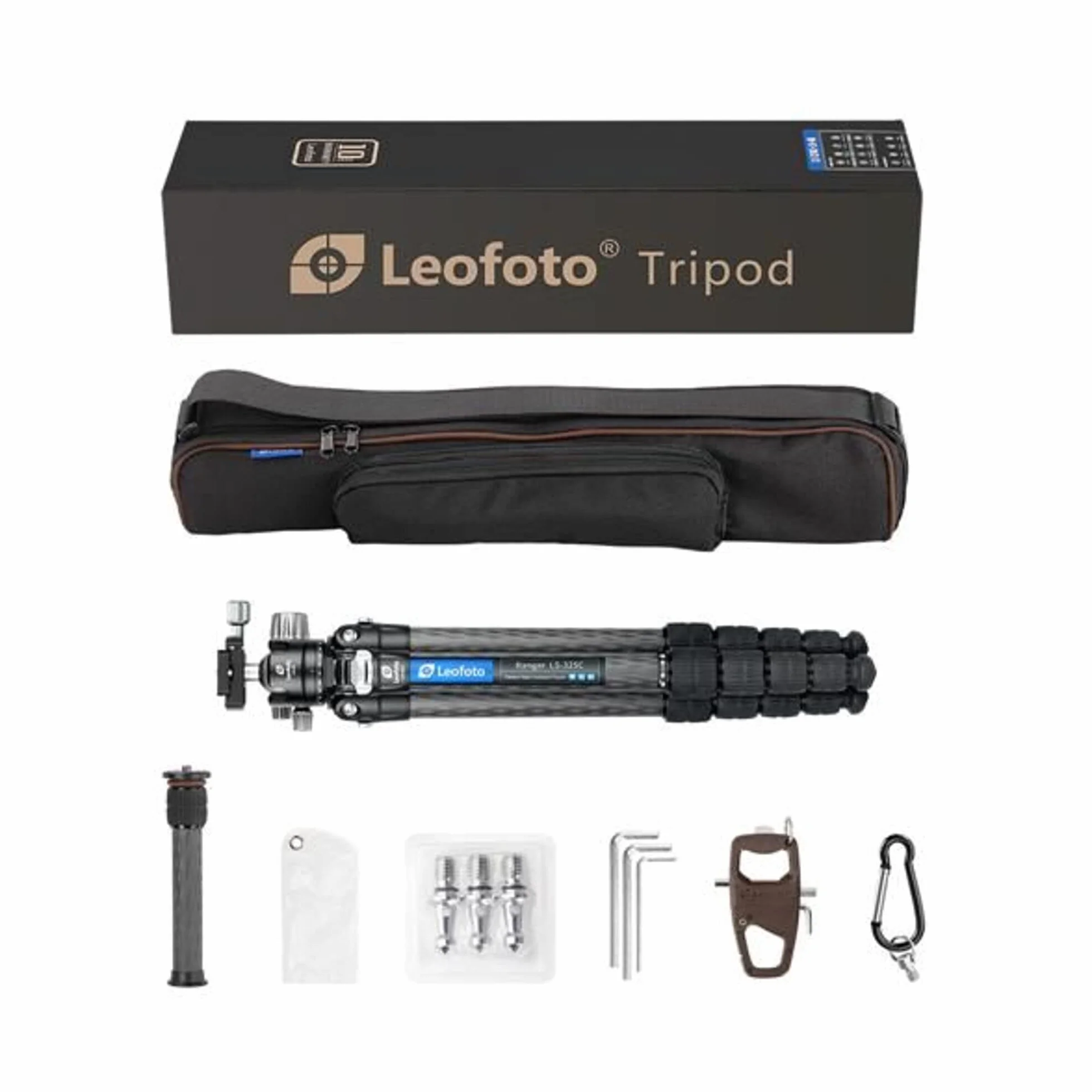 Leofoto - Ranger - trójnóg węglowy z głowicą kulową - nogi regulowane pod 3 kątami - idealny do fotografii makro - LS-325C+LH-40