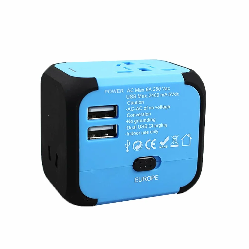 International Plug Converter, Gniazdo Travel Travel Carger, Międzynarodowa ładowarka AC. Adapter wtyczki z 2 Usb.