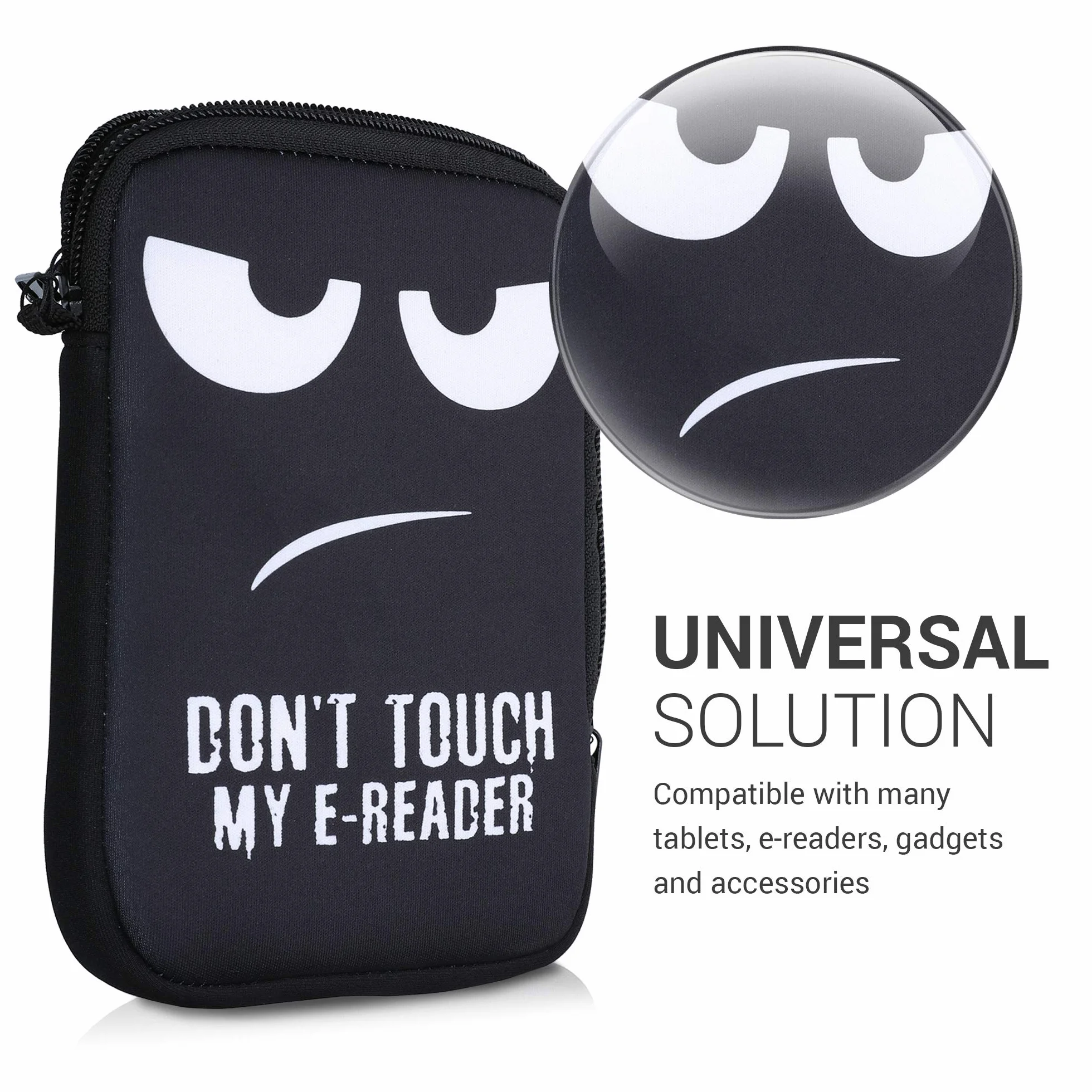 kwmobile pokrowiec ochronny do czytnika e-czytników - Etui ochronne 17 x 12 x 2 cm do neoprenowego e-czytnika - biało-czarne