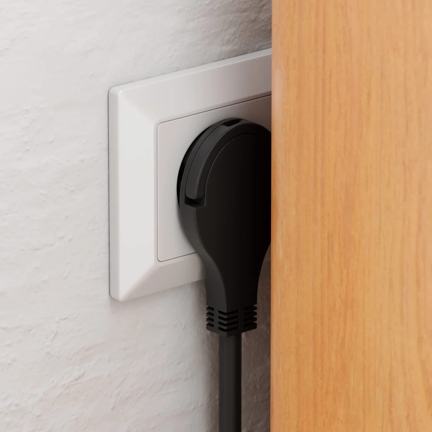 deleyCON 3,0m Kabel Zasilający Przedłużacz z Płaskim Wtykiem Ochronnym Przewód Energetyczny Przedłużenie 3680W Gospodarstwo Domowe Biuro Multimedia Czarny