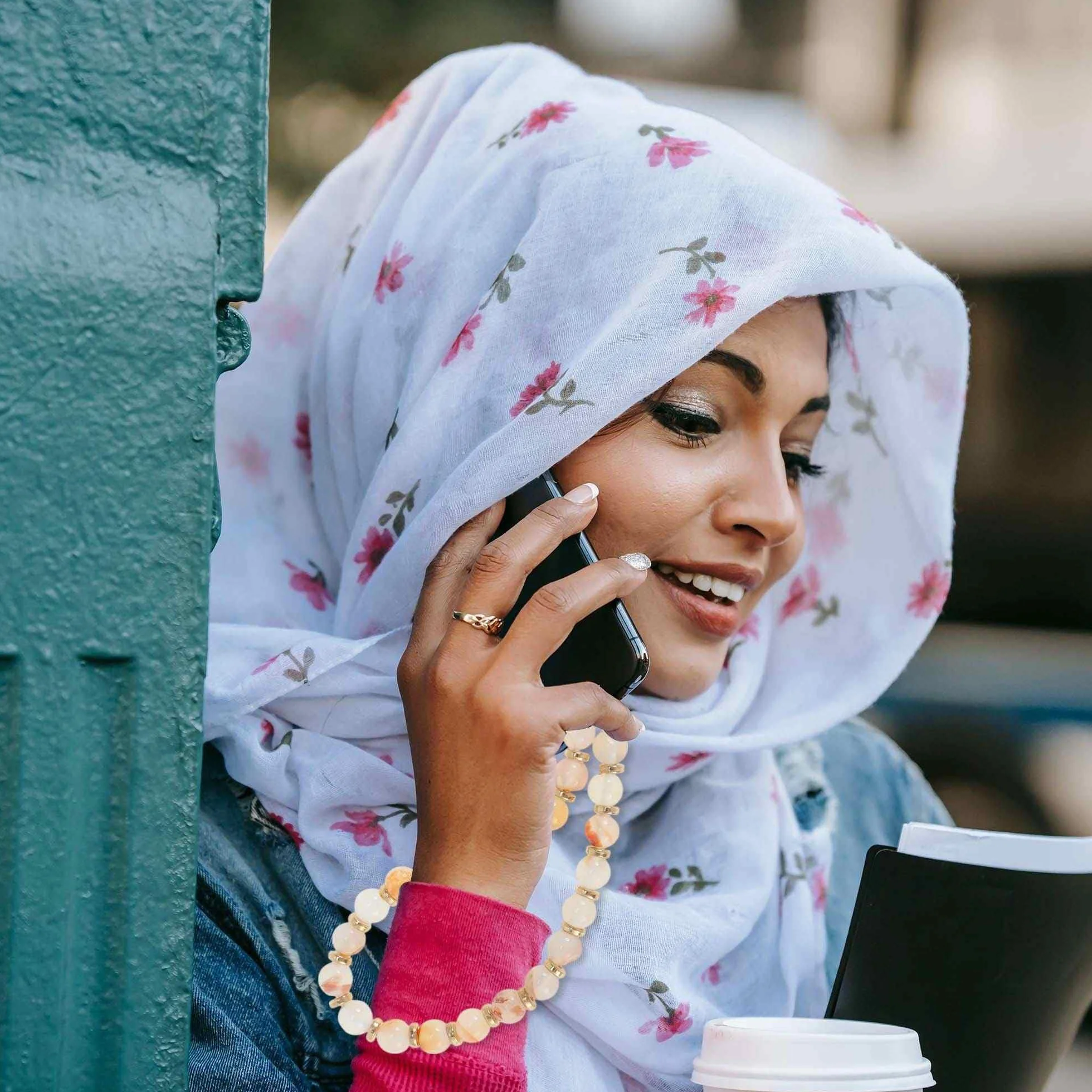 Łańcuszek na telefon komórkowy, zawieszka do telefonu komórkowego, uniwersalna bransoletka na telefon komórkowy, sztuczne perły, różowa, brązowa, biała