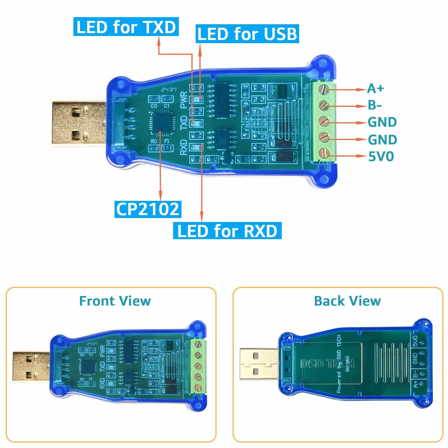 DSD TECH SH-U10 Konwerter USB na RS485 dla Modbus