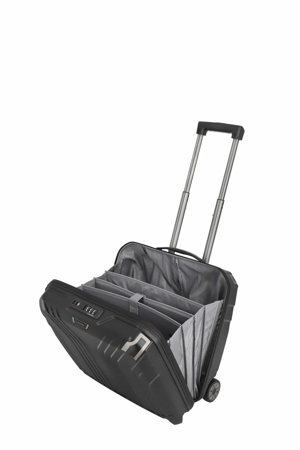 Travelite Elvaa walizka na laptopa z twardą obudową na 2 kółka, 44 cm, czarny, Laptop Trolley 44 cm, Twarda obudowa na laptopa z 2 kółkami