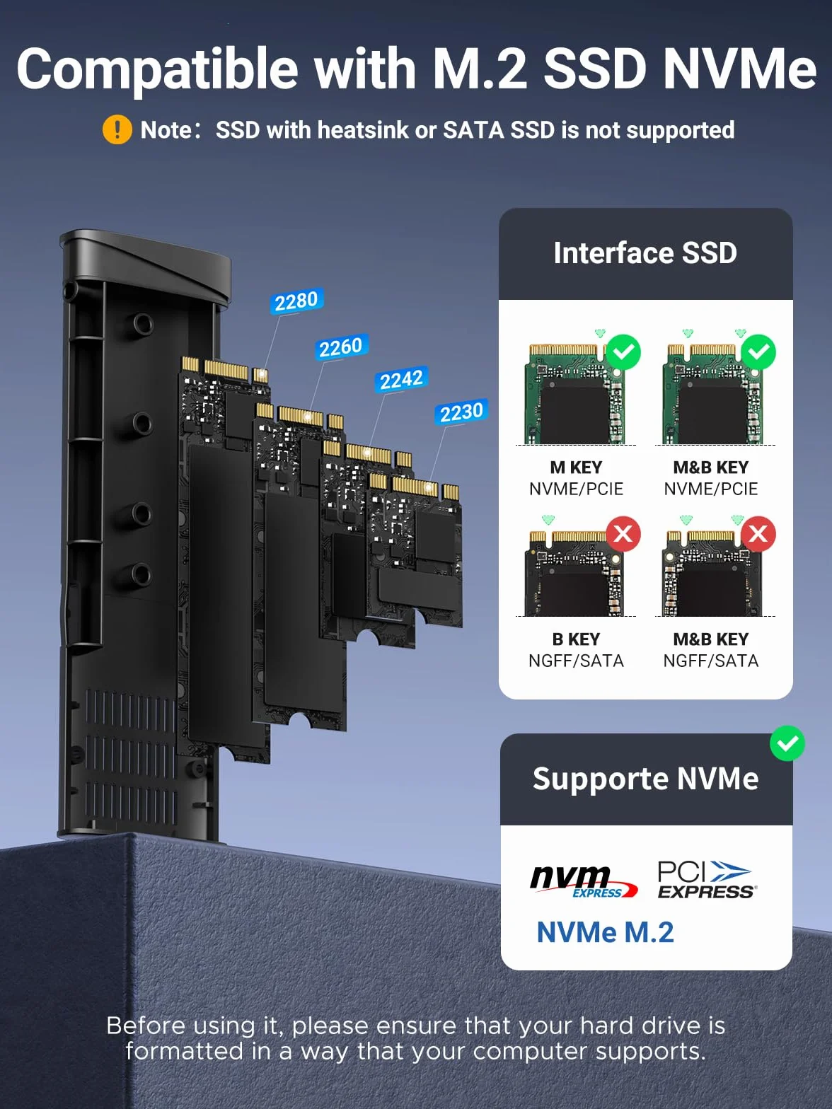 UGREEN Obudowa NVMe M.2 SSD USB 3.2 10 Gb/s PCIe M-Key/M+B Key 2230/2242/2260/2280