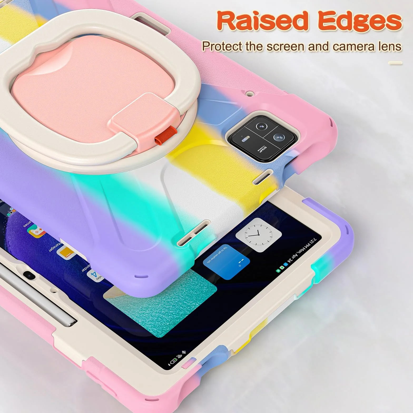 Etui na Xiaomi Pad 6/Pad 6 Pro 11 cali 2023, odporne na wstrząsy, solidne etui z obrotową podpórką o 360 stopni, pasek na rękę/ramię, wytrzymałe etui (różowe c)