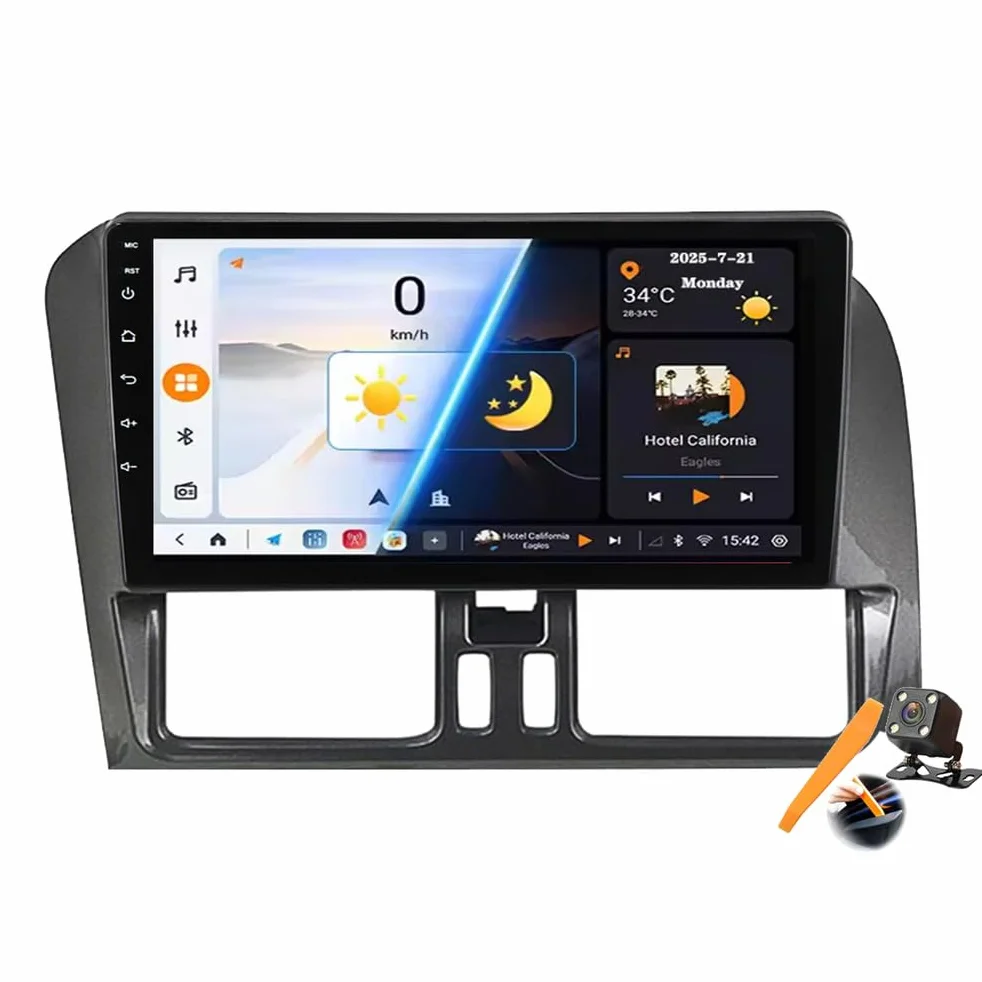 Y500s, YLOXFW Android 15.0 Stereo zamiennik dla Vol-vo xc60 2014-2017 Radio samochodowe z nawigacją GPS 9-calowy przenośny odtwarzacz multimedialny DVD Odbiornik FM BT z Android Auto CarPlay