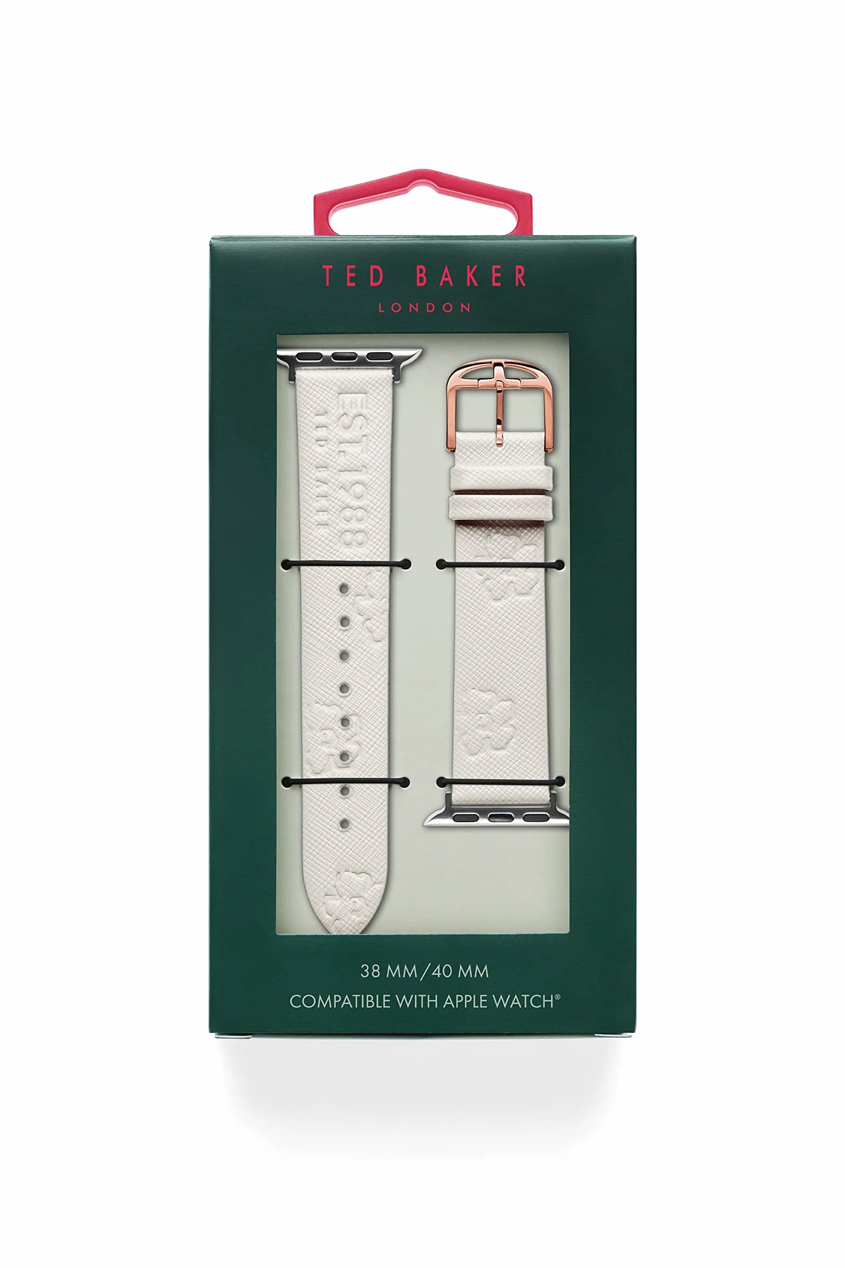 Ted Baker Magnolia Saffiano Skórzany pasek do smartwatcha, kompatybilny z paskiem do zegarka Apple Watch 38 mm, 40 mm, kremowy, jeden rozmiar, skórzany pasek do smartwatcha Magnolia Saffiano,