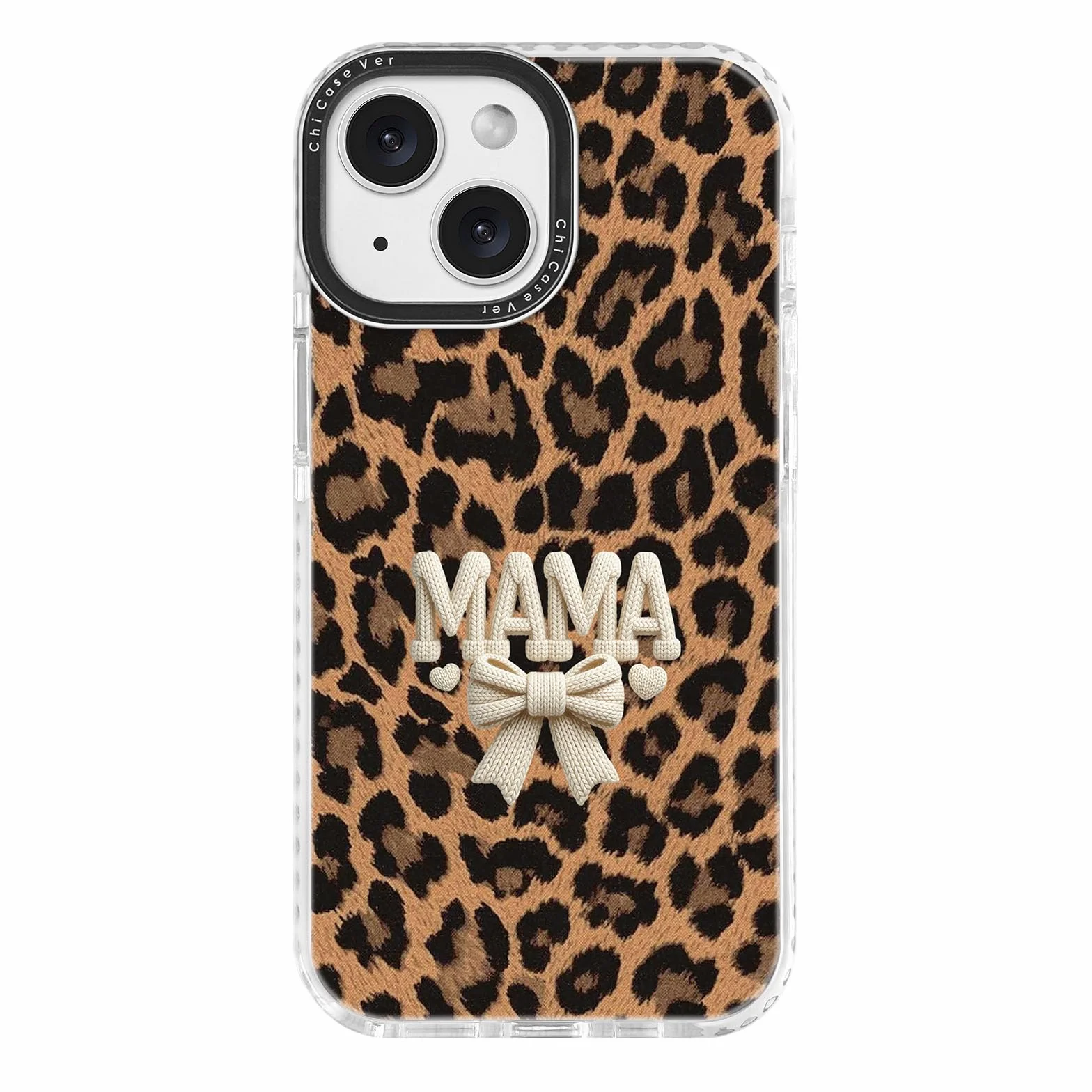 Etui na iPhone'a 17 Pro, wzór w panterkę, z białą kokardką, ochrona przed upadkiem klasy wojskowej, modne, miękkie, cienkie, z tworzywa TPU, ze sterowaniem kamerą, dla kobiet, dziewcząt, na