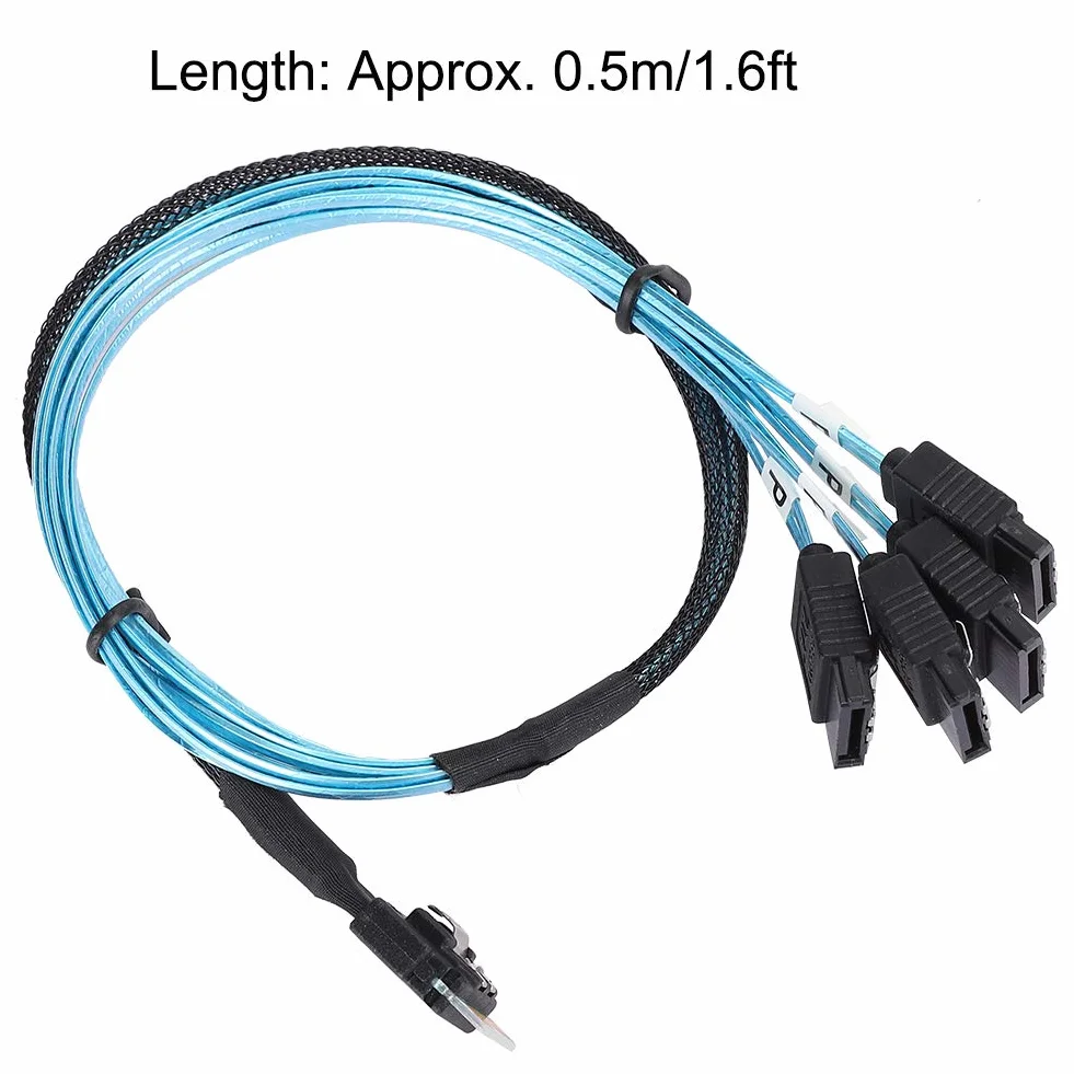 Kabel do Transmisji Danych MINI SAS, Kabel SFF-8654 do 4Xsata, kompatybilność Interfejsu SAS 38P SFF-8654 z Dyskami SATA do Serwera, Dysku Twardego, Komputera, Hosta