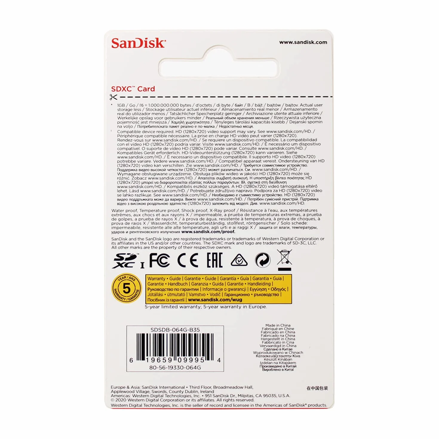 SanDisk SDSDB-064G-B35 64 GB SDXC Class 4 Memory Card - Blue (Label May Change)