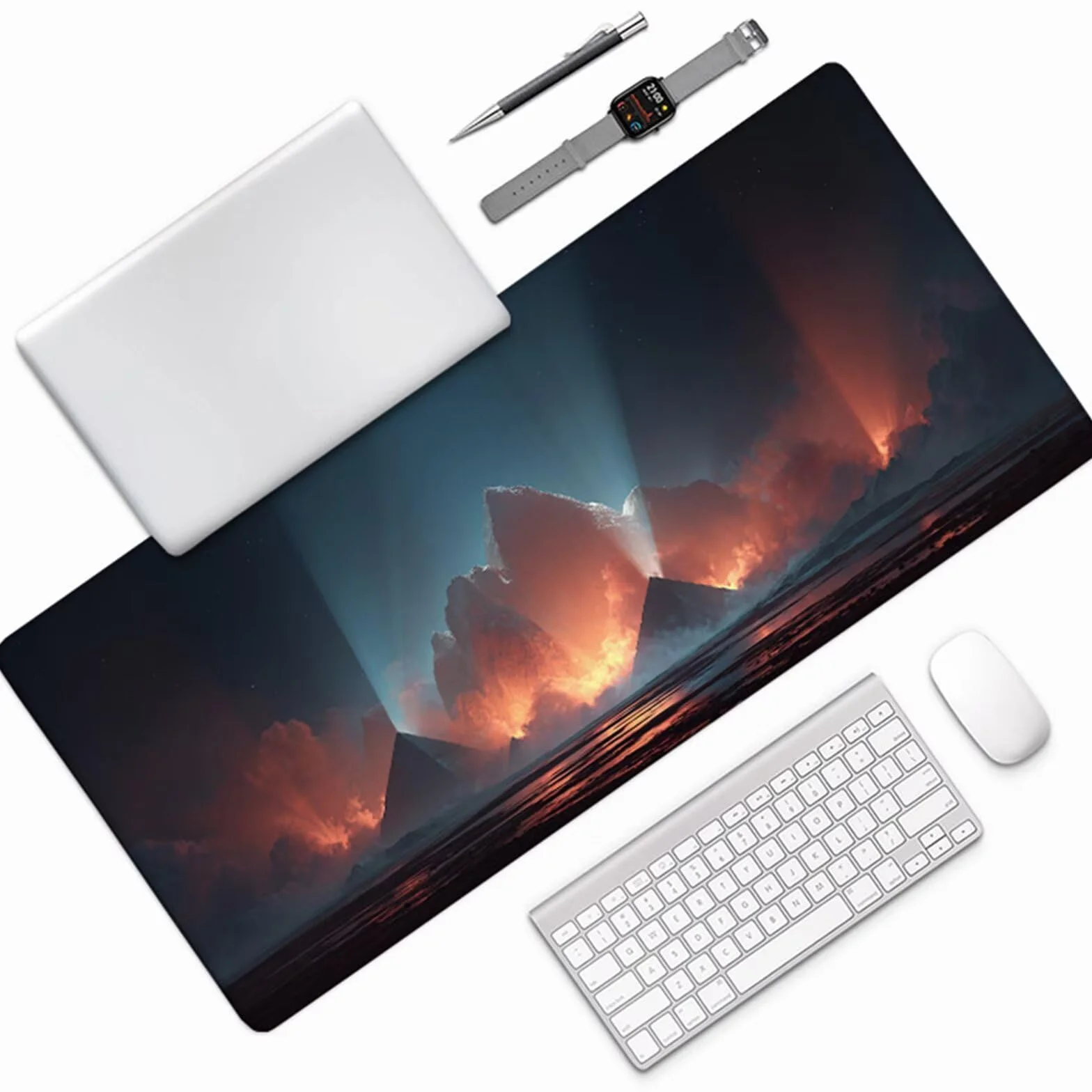 Podkładka pod mysz piramidową, gwiaździste niebo podkładka pod mysz do gier XXL 1600 x 800 x 3 mm, podkładka na biurko z antypoślizgową gumową podstawą, akcesoria komputerowe, podkładka pod mysz z