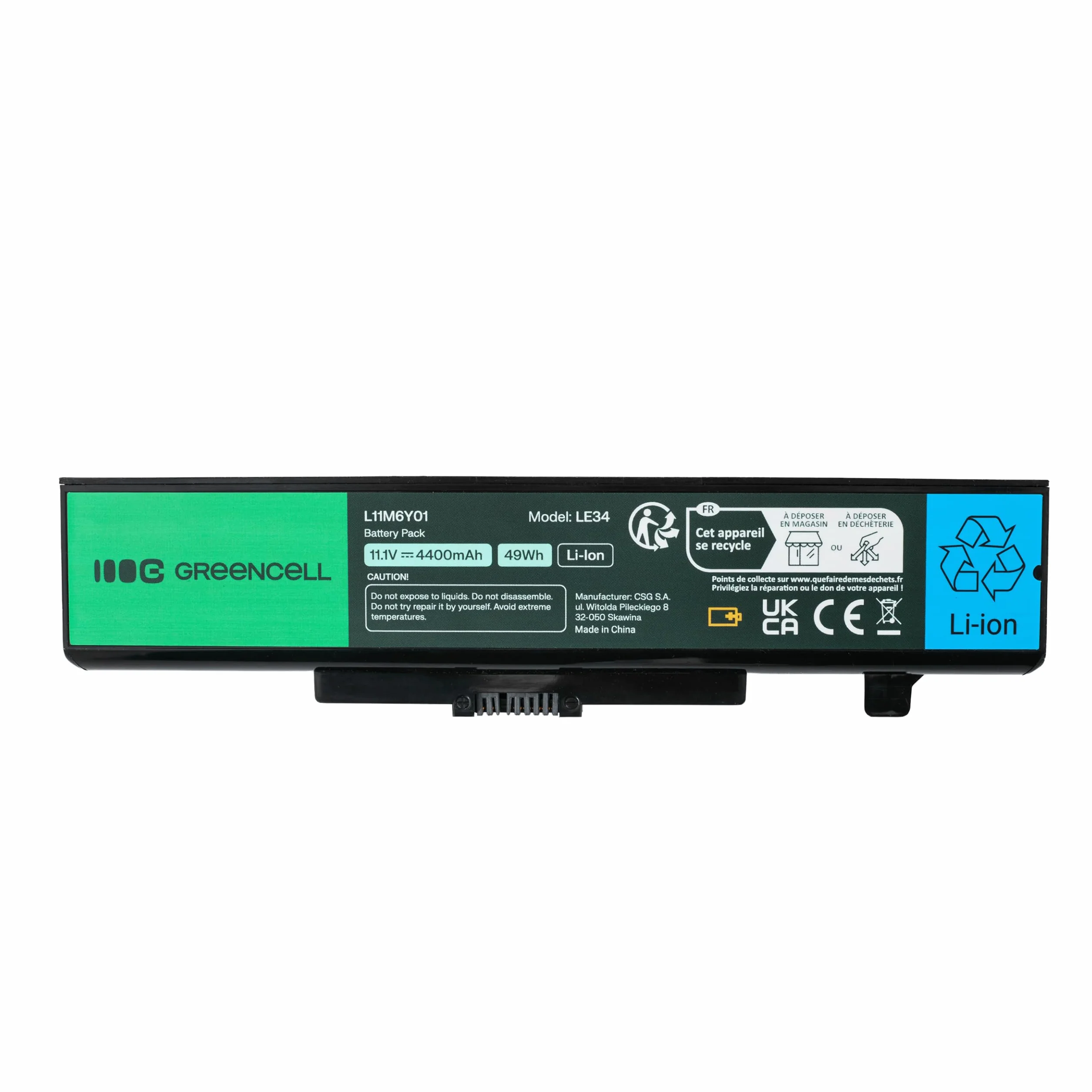 Green Cell Bateria do Laptopa Lenovo G500 G505 G510 G580 G585 G700 G710 G480, Lenovo IdeaPad Y480 Y580 Z480 Z580 Z585 P580 P585 (4400mAh 11.1V Czarna)