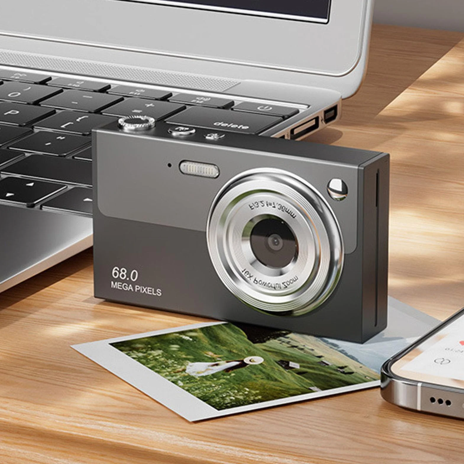 Aparat Cyfrowy, Aparat do Vlogowania UHD 4K 68 MP z Autofokusem i kartą 32 GB, 16-krotny Zoom Cyfrowy, Głośnik i Mikrofon, Kompaktowy Aparat z Systemem Anti-Shake dla Nastolatków