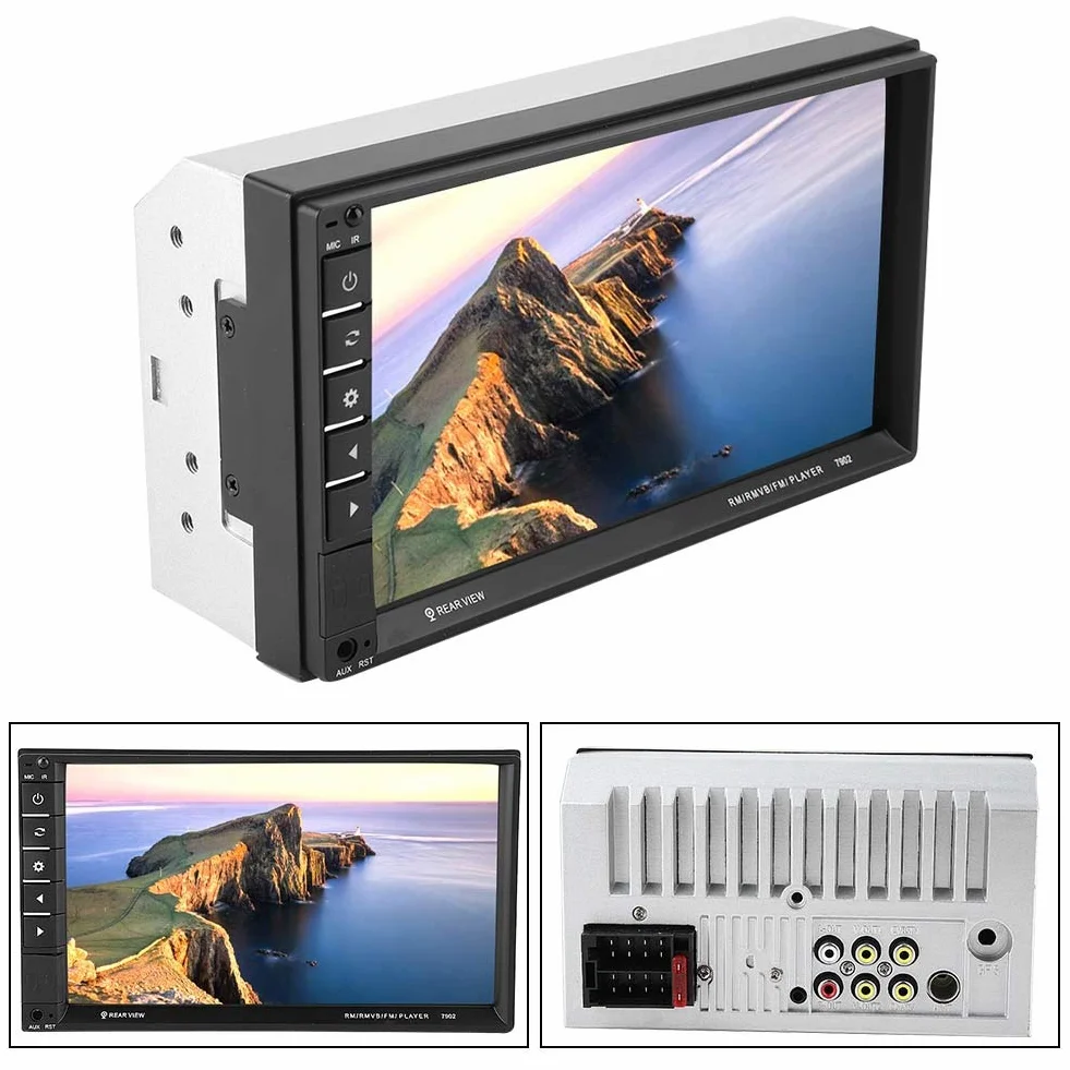 7-calowy samochodowy odtwarzacz MP5 Double Din z ekranem dotykowym, multimedialny odtwarzacz stereo z Bluetooth, radiem FM, ładowanie USB, wejście Aux, obsługa kamery zapasowej, pilot zdalnego