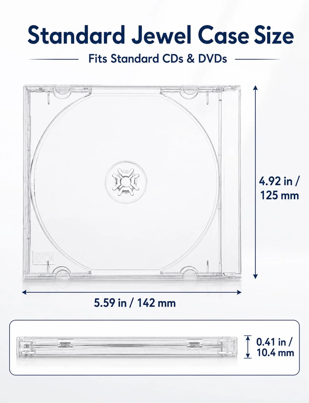 25 sztuk 10,4 mm CD, przezroczyste plastikowe puste etui na płyty CD na standardowe pojedyncze płyty, etui na klejnoty na płyty CD, DVD, ochrona i wymiana, puste etui do przechowywania płyt DVD z