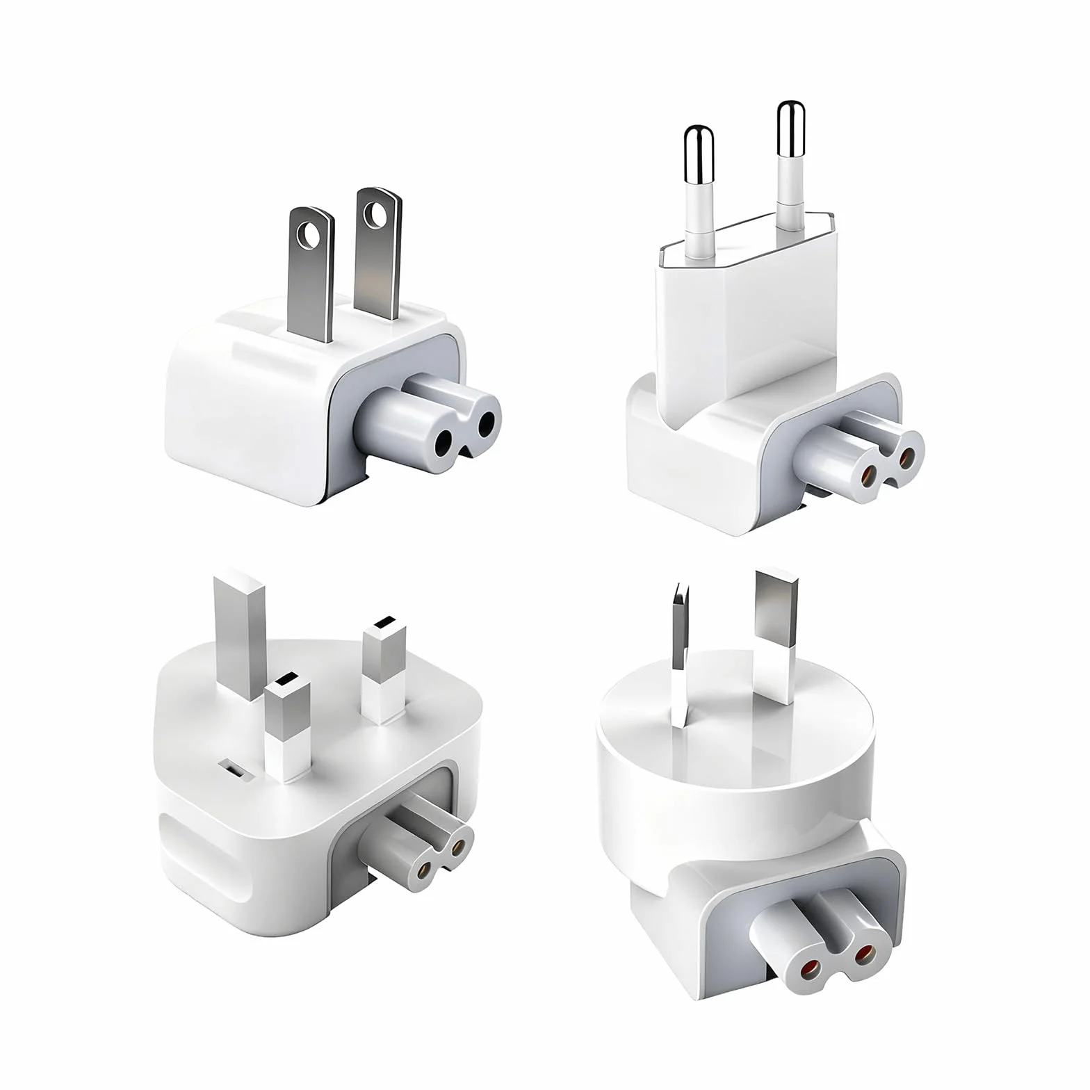 Zestaw adapterów uniwersalnych dla Apple Power Adapter – 4-w-1 zestaw wtyczek EU/US/UK/AU, kompatybilny z ładowarką Apple MacBook i zasilaczem iPad, uniwersalny zamiennik AC, adapter podróżny na cały