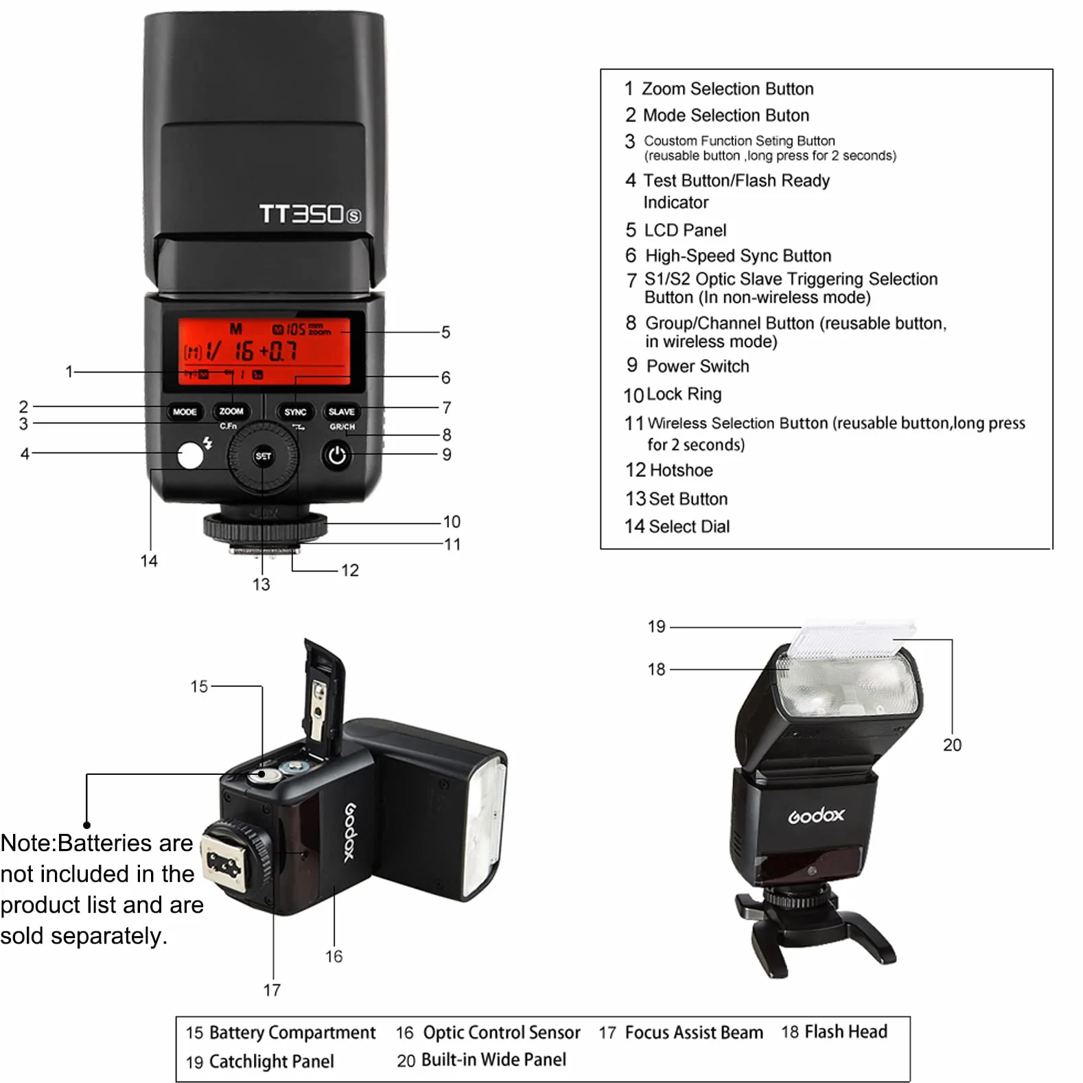 Godox Lampa błyskowa TT350S z 2,4G HSS 1/8000s TTL GN36 Speedlite kompatybilna z aparatem cyfrowym Sony