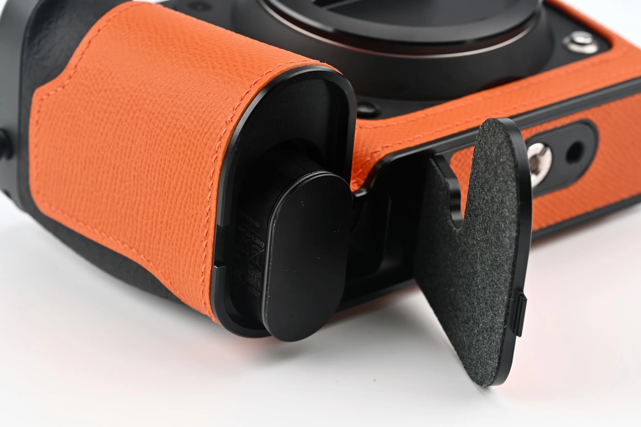 Ręcznie wykonane etui na aparat z prawdziwej skóry do etui Hasselblad X2D2/X2D II - górna warstwa korpusu ze skóry bydlęcej + metalowa płyta podstawy + uchwyt ręczny wzór 3 w 1 (pomarańczowy)
