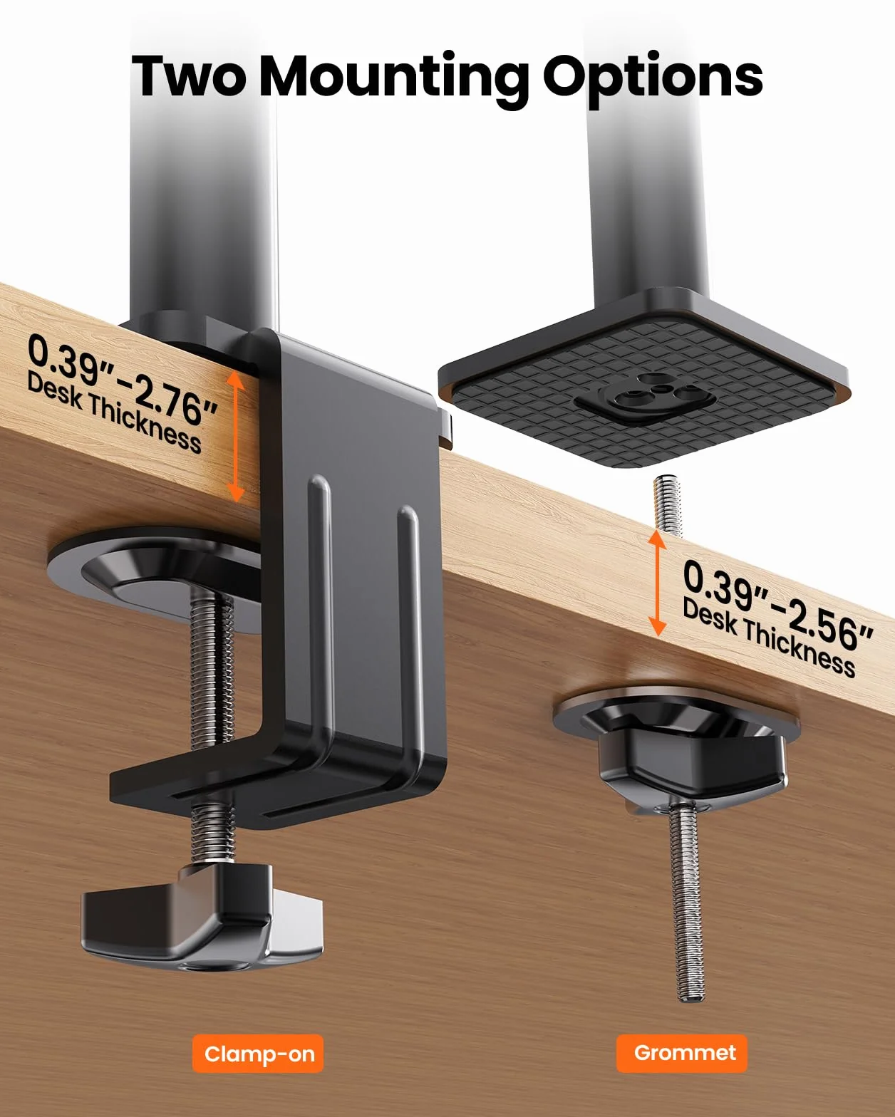 ErGear Podwójne ramię monitora, regulowany pionowy uchwyt biurkowy do ekranów 33–81.3 cm, 9 kg na ramię, zwiększona stabilność ze zintegrowanym zaciskiem C, ulepszone zarządzanie kablami, VESA 75 x 75