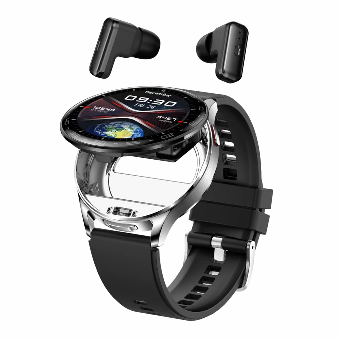 Zephyrion Inteligentny zegarek ze słuchawkami dousznymi do systemu Android iOS, okrągły zegarek sportowy ze słuchawkami Bluetooth, przypomnieniami o wiadomościach, monitorem snu z tlenem we krwi