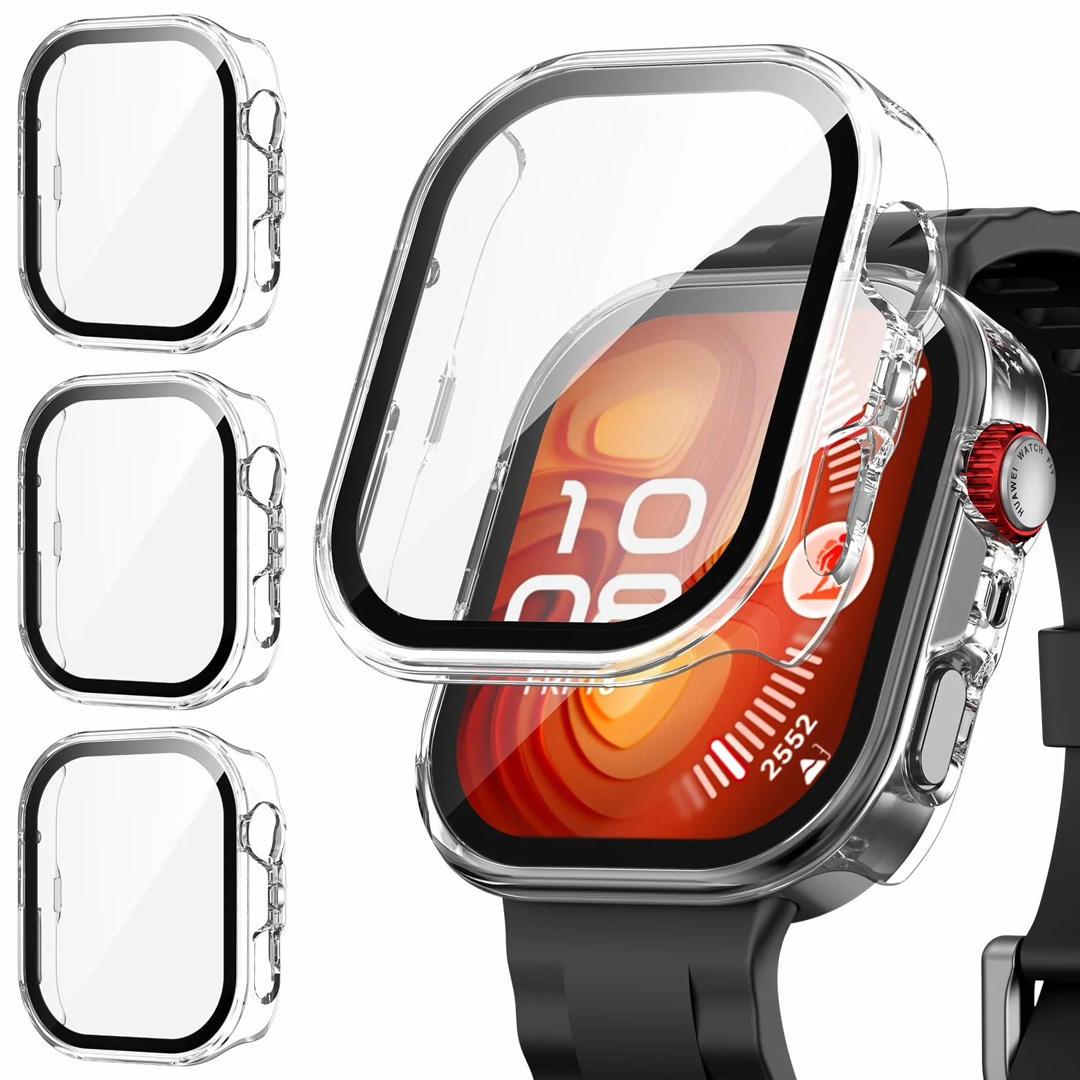 [3 sztuki] Etui Kamita kompatybilne z HUAWEI Watch Fit 4 Pro, twardy PC zderzak ze szkłem hartowanym, odporne na wstrząsy etui ochronne do Huawei Fit4 Pro (jasne*3)