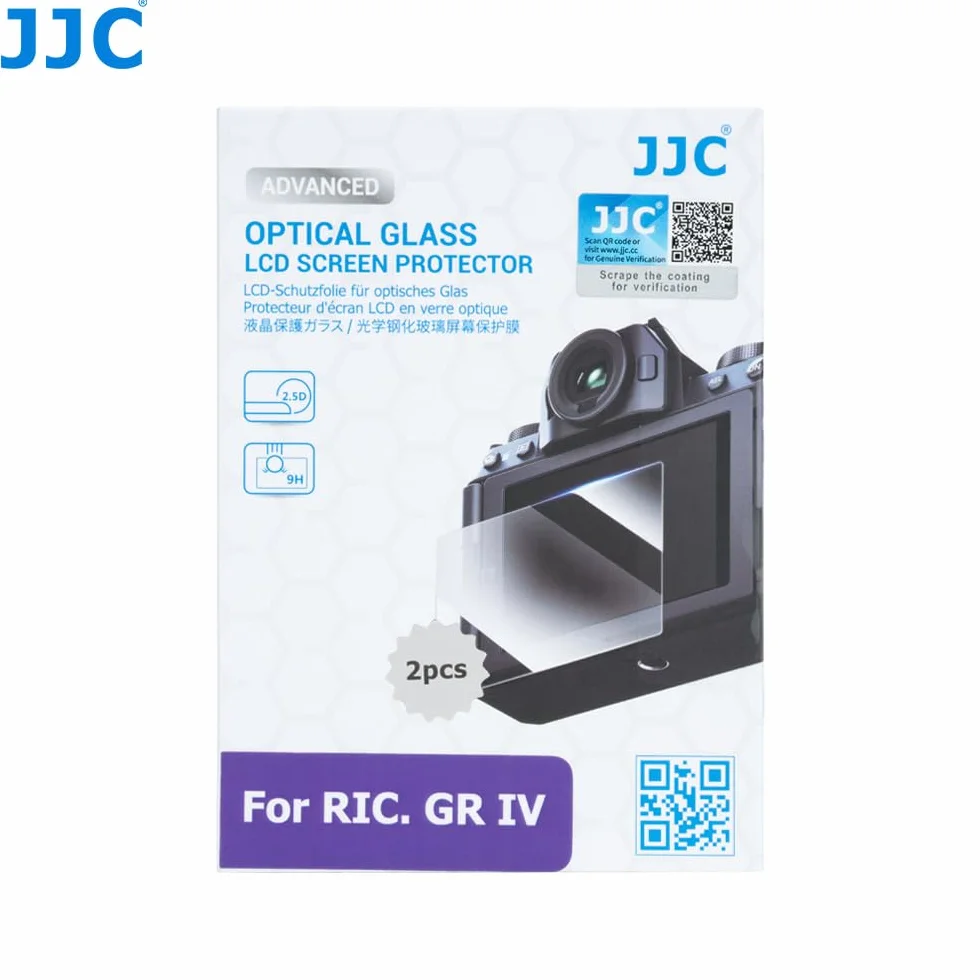 JJC Osłona ze szkła hartowanego o grubości 0,3 mm, kompatybilna z aparatem bezlusterkowym Ricoh GRIV, GR IV, GR4, osłona ekranu 9H, ochrona przed kurzem, zarysowaniami, odciskami palców