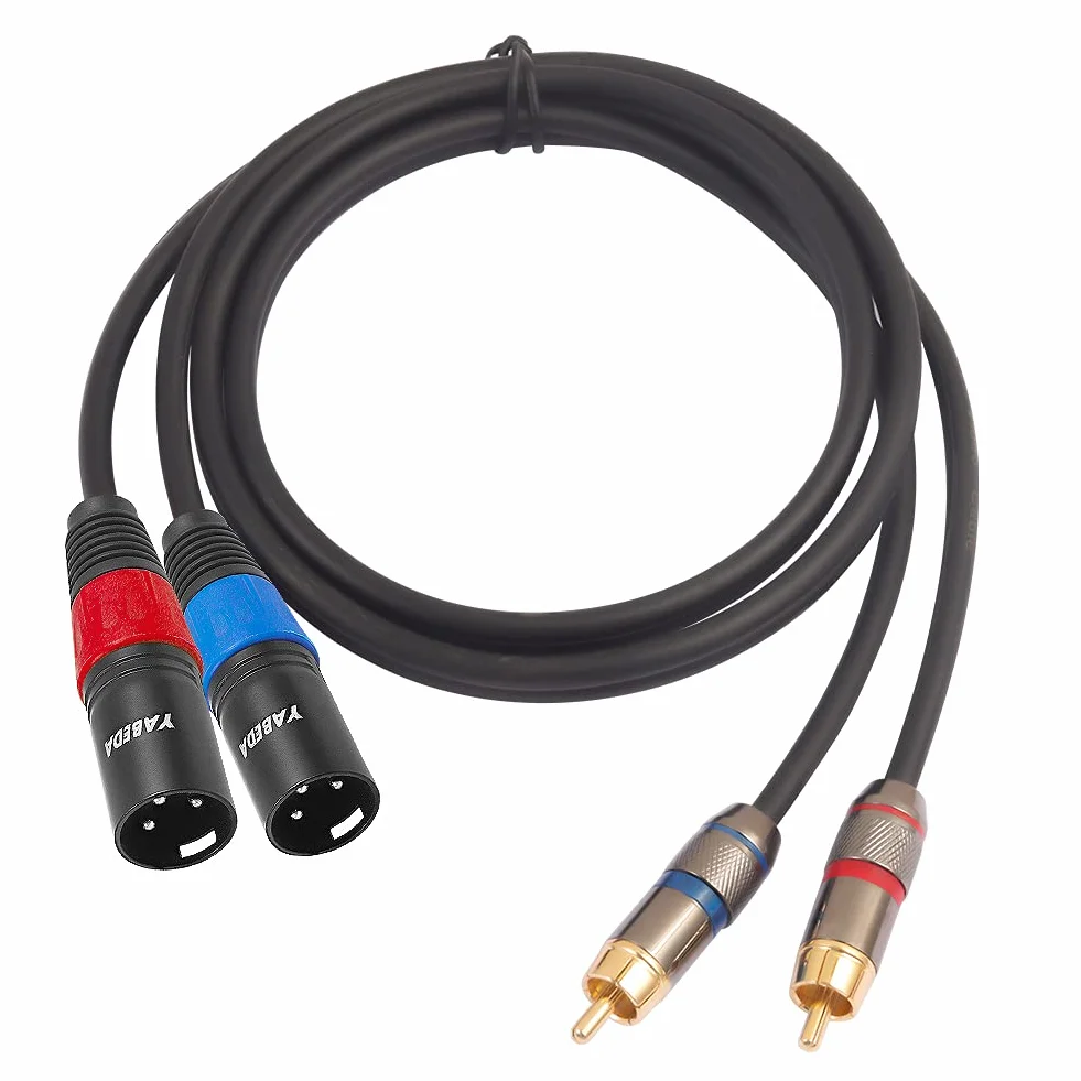 YABEDA Kabel RCA na XLR, wytrzymały podwójny RCA męski na podwójny XLR męski HiFi stereo połączenie audio mikrofon kabel połączeniowy - 3 stopy