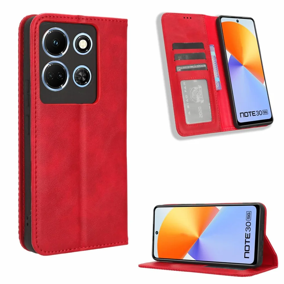 Etui Infinix Note 30 5G portfel magnetyczne z klapką czerwone