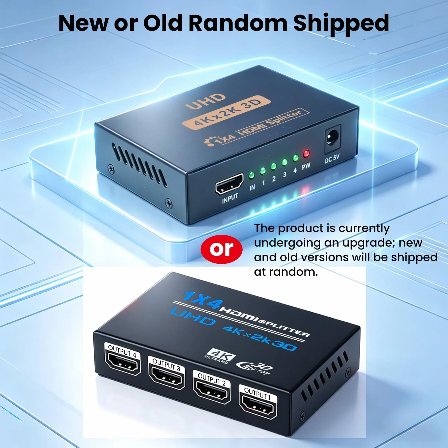 Rozdzielacz 4K HDMI 1 w 4 out, jednocześnie HDMI Splitter 4 monitory, lustrzany rozdzielacz HDMI 1 w 4 out, obsługuje 4K UHD HDCP1.4 3D 1080P Full HD transmisja długodystansowa z zasilaczem DC