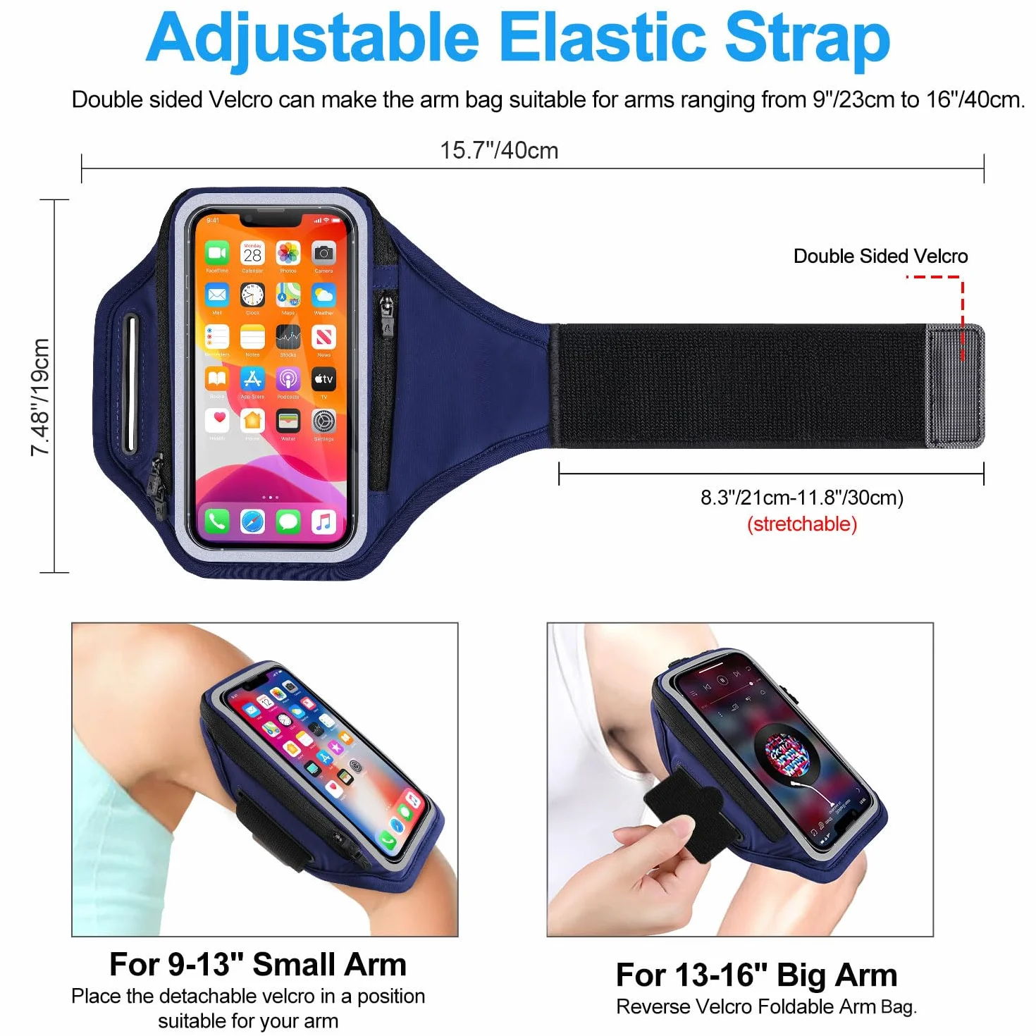 Sportowa bransoletka na telefon komórkowy, poręczna torba na słuchawki, 6,9 cala, etui na ramię do iPhone 16 15 14 13 12 Pro Max Galaxy S20-S24 z kieszenią na klucze na słuchawki do joggingu