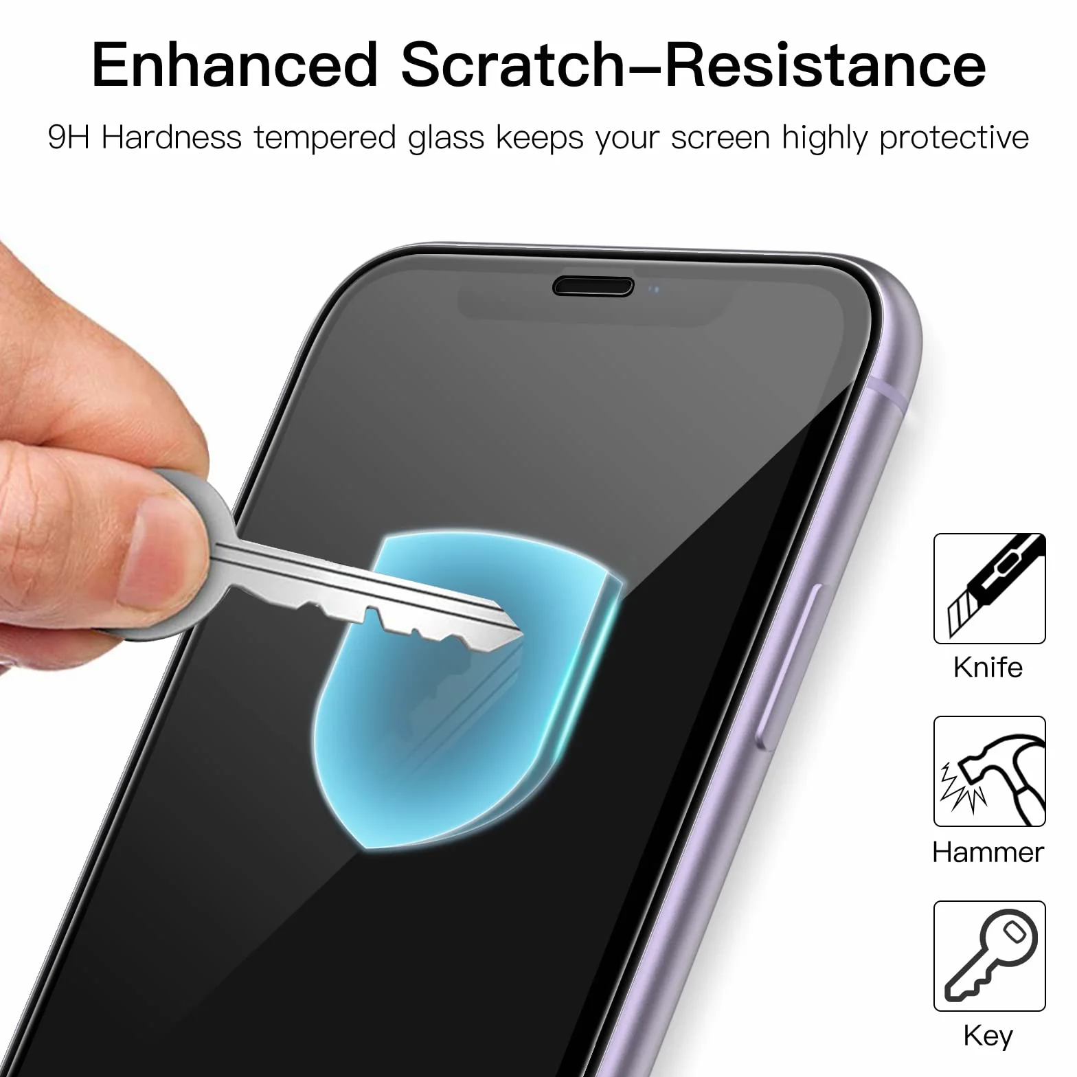 JETech Pełny Pokrycie Ochraniacz Ekranu dla iPhone 11/XR 6,1 Cala, Czarna Krawędź, Screen Protector z Szkło Hartowane Film Folia z Narzędzie Łatwej Instalacji, HD Przezroczyste, 3 Sztuki