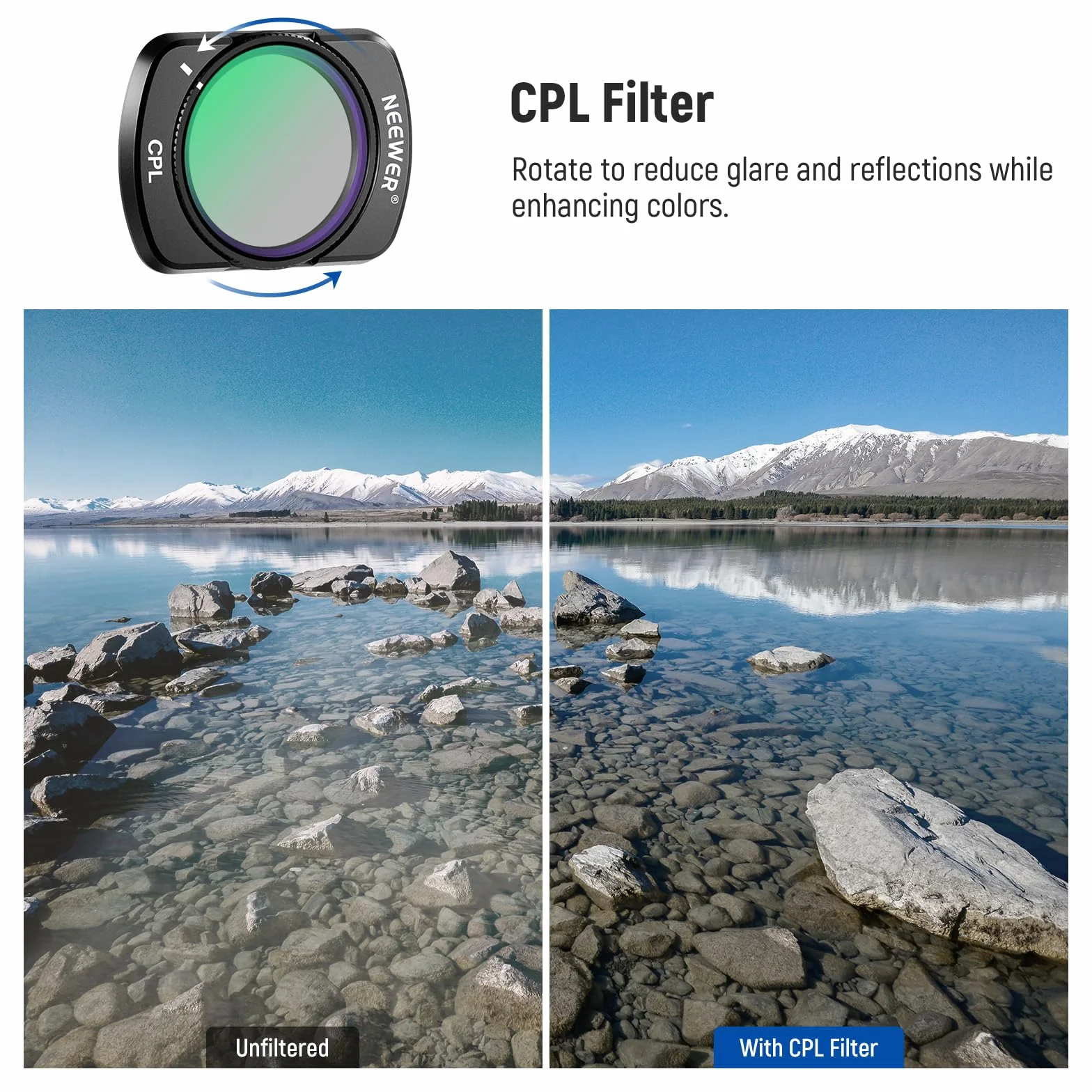 Neewer Zestaw filtrów ND (4 sztuki) z obiektywem szerokokątnym 0,75X 108° rozszerzonym FOV, ND16 ND64 ND256 filtr polaryzacyjny kołowy CPL kompatybilny z akcesoriami DJI Osmo Pocket 3 Creator Combo