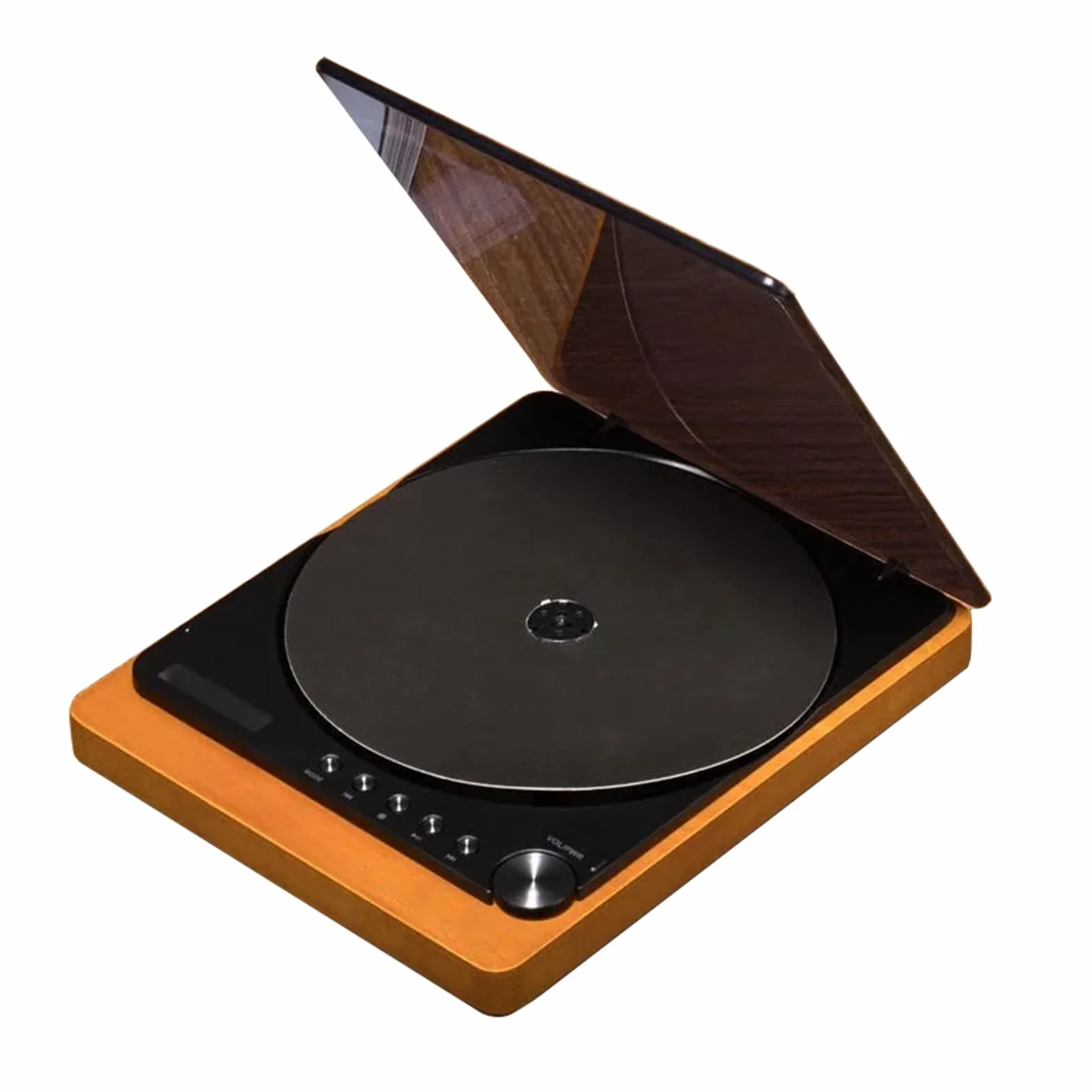 Odtwarzacz CD z Bluetooth 4.2, Vintage Wooden Turntable Style, HiFi Speakers, USB i wyjście optyczne, Wyświetlacz LCD, Przenośny słuchacz muzyki dla Home Audio