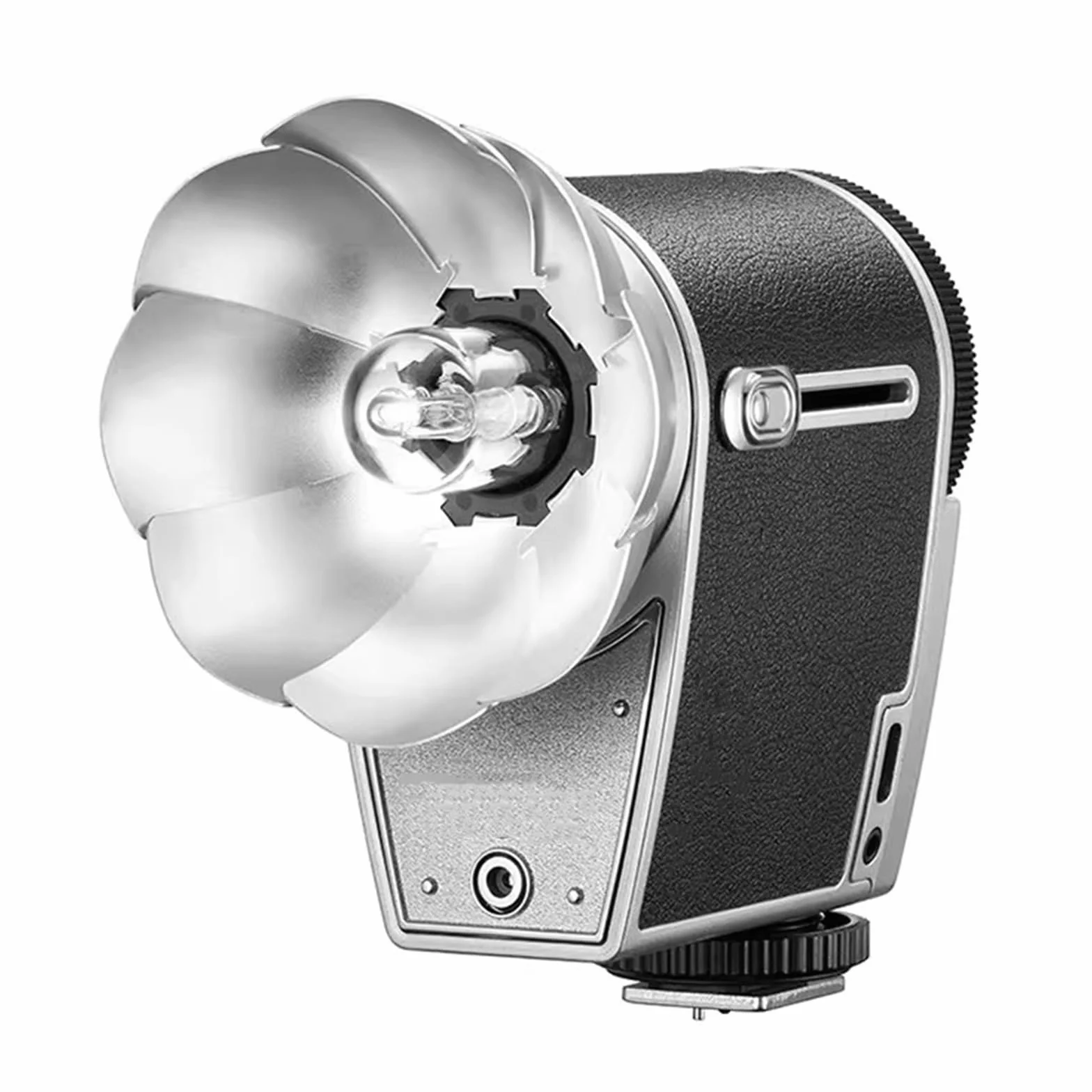 Lampa błyskowa do aparatu Speedlite ze srebrnym reflektorem, temperatura barwowa 6200 K, ogniskowa 28 mm, możliwość ładowania, kompatybilna z lustrzankami cyfrowymi i kamerami filmowymi