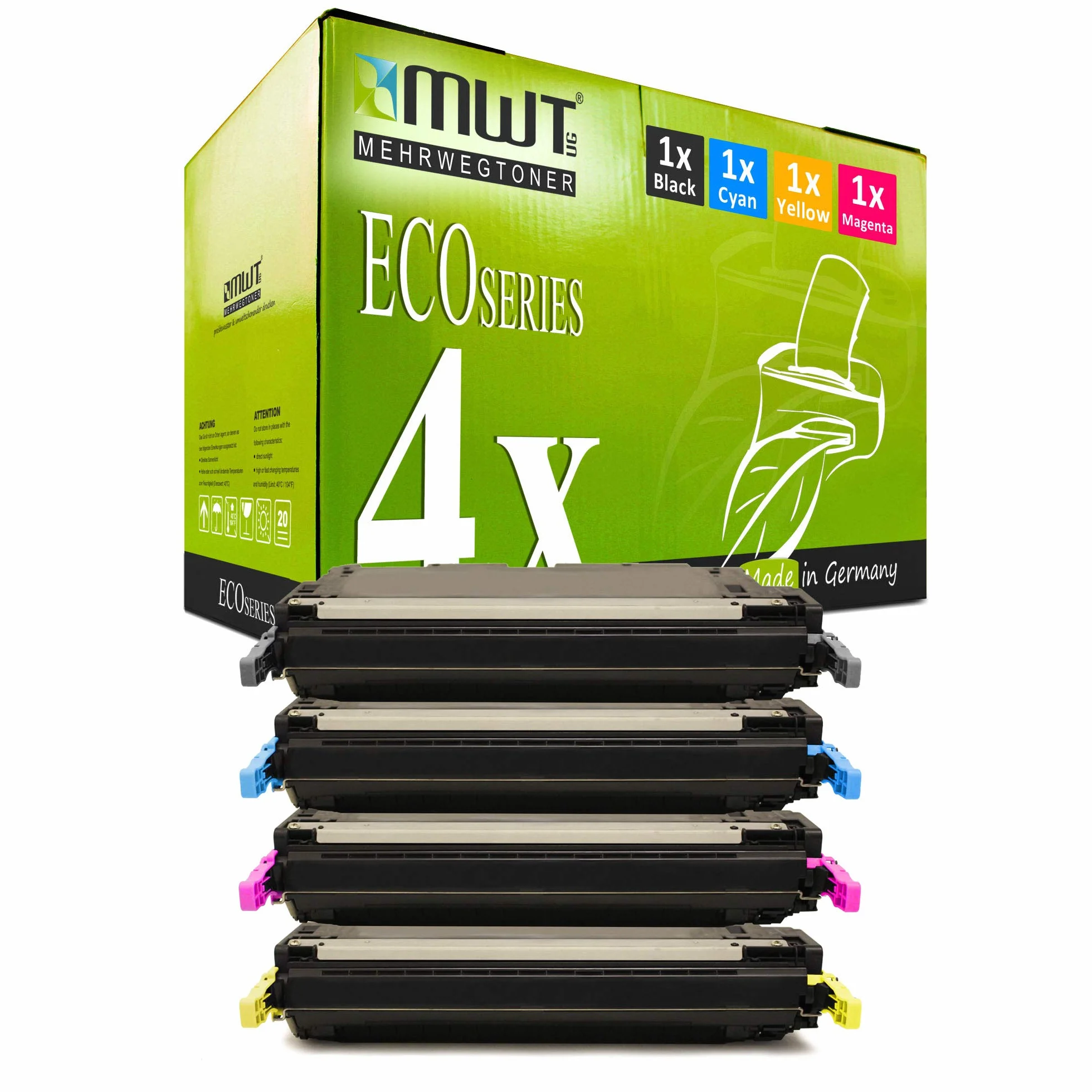 Zestaw 4 tonerów MWT XXL kompatybilny z HP Color Laserjet 3800 3800N 3800DN 3800DTN + CP3505 CP3505N CP3505DN CP3505X – alternatywa dla HP Q6470A Q7581A Q7582A Q7583A - zestaw XL Czarny cyjan magenta
