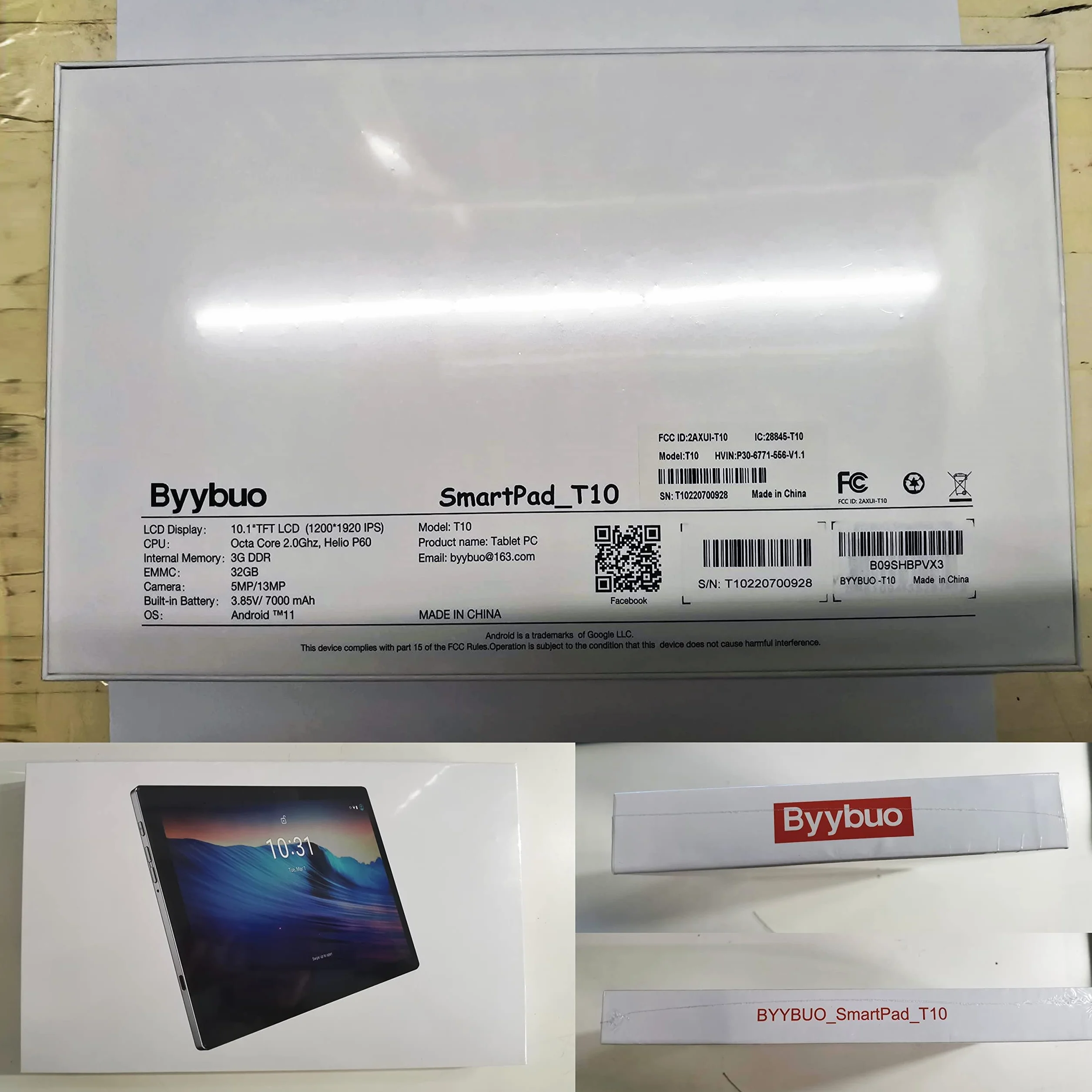Byybuo SmartPad T10 2022 Full HD 10.1-calowy tablet Android 12, Octa-Cortex 2,0 GHz, nowa aktualizacja baterii 7000 mAh, 32 GB ROM, Rozwiń do 512 GB, 1920x1200 (5G WiFi+ Bluetooth), szary