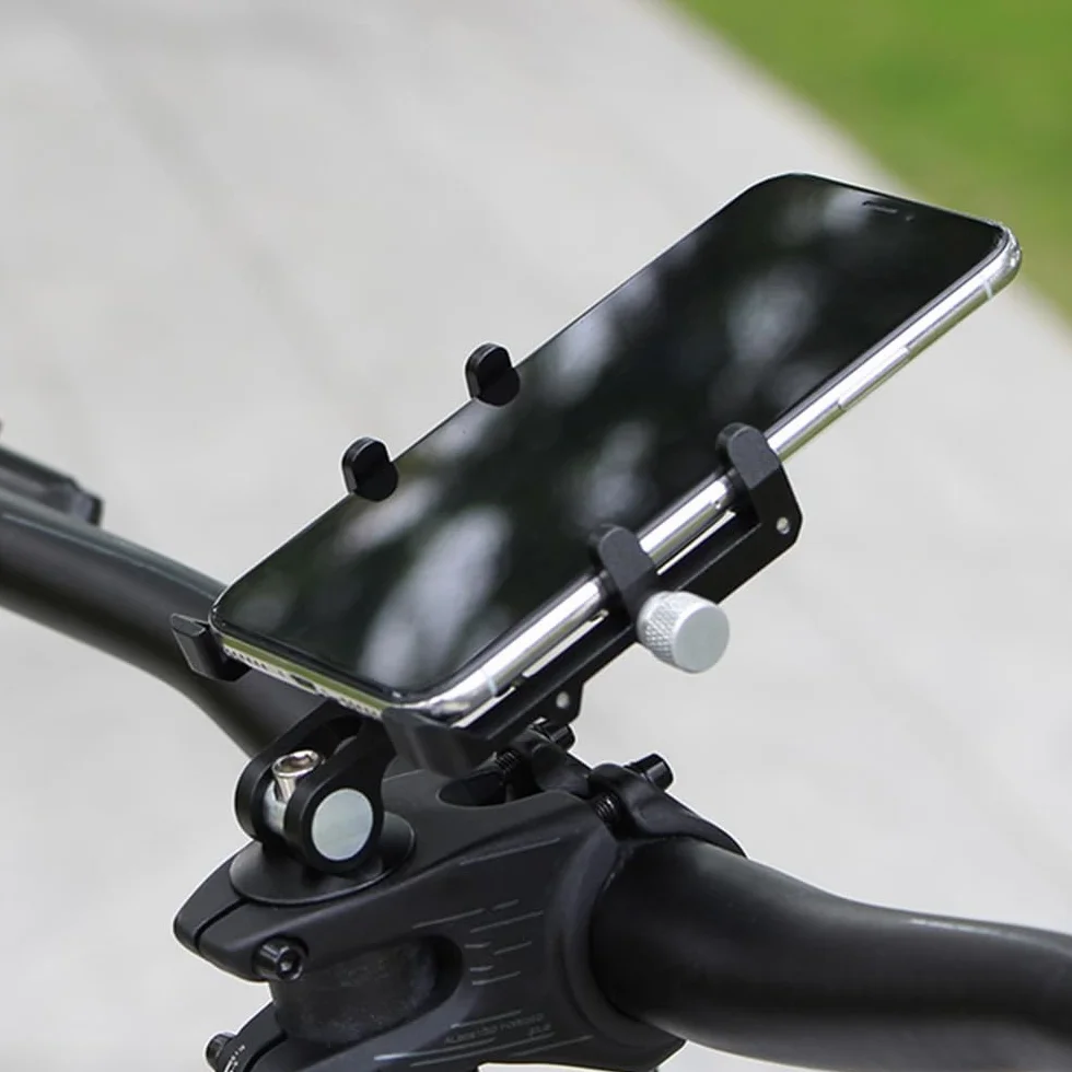 Uchwyt na telefon komórkowy, rower, uniwersalny, regulowany do 3,7-7,2 cala, aluminiowy uchwyt na telefon do motocykla Mountian Bike (czarny G95)