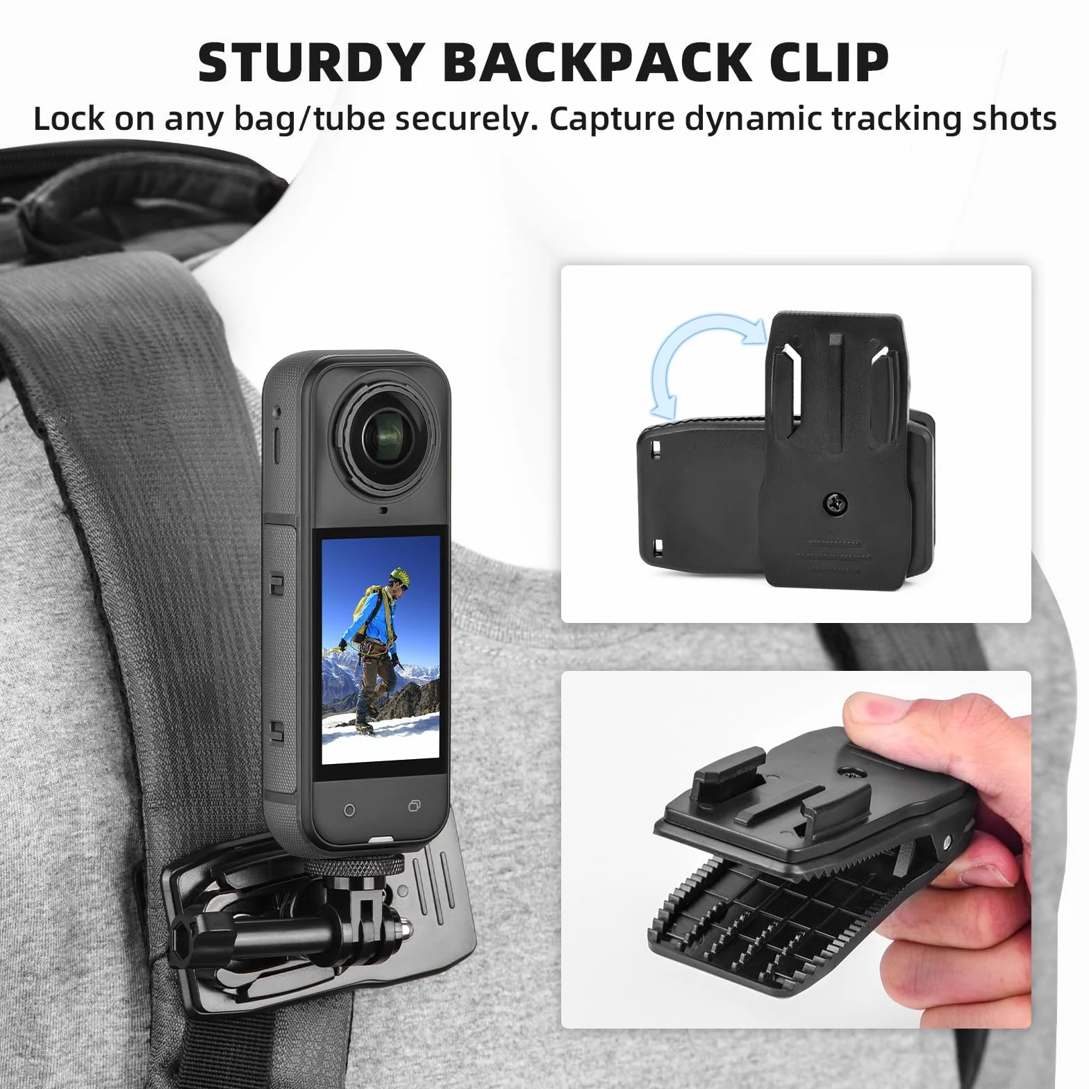 BRDRC Zestaw akcesoriów do Insta 360 X5 X4, pasek na głowę do montażu na klatce piersiowej, plecak klips uchwyt pasek na nadgarstek, adapter obracający się o 360° + szybkie zwalnianie do aparatu