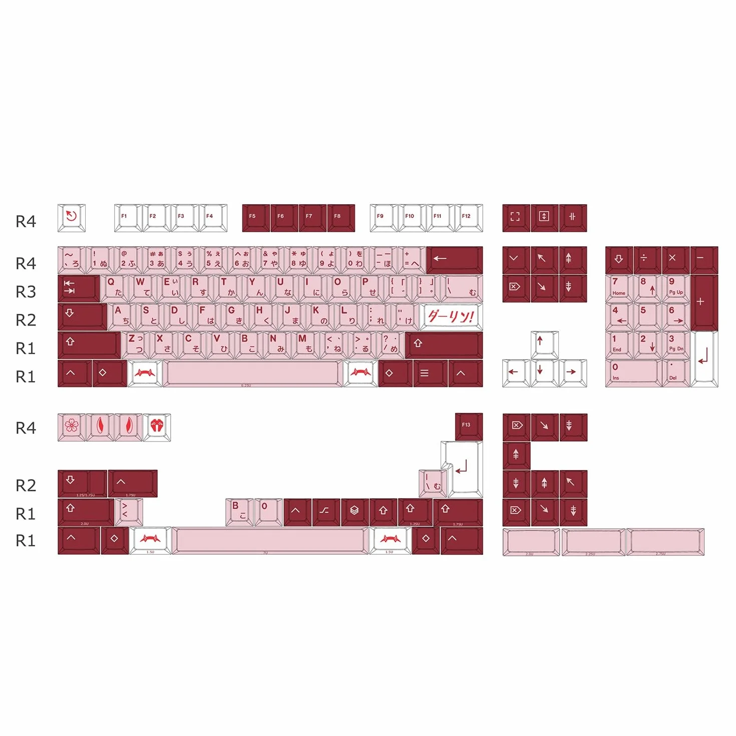 Darling 02 różowa nasadka klawiszy, japońskie anime Cherry Profile Keycap do klawiatury mechanicznej