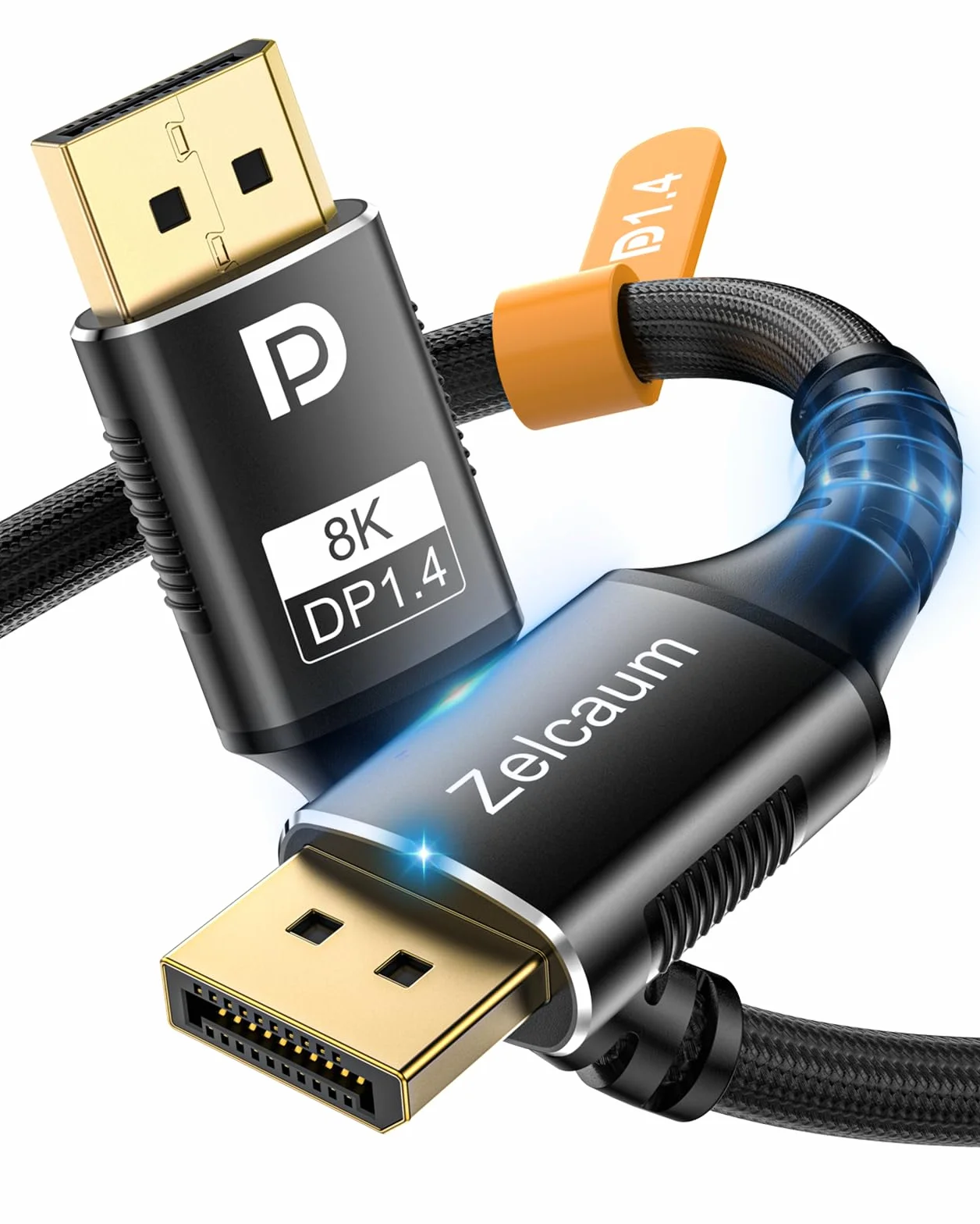 Kabel Displayport 1,4, port wyświetlacza 1,4 [8K 60Hz, 4K 144 Hz, 2K, 240 Hz, 165 Hz, 144 Hz], pleciony przewód DP 32,4 Gb/s, DSC 1.2, HBR3 HDR HDCP FreeSync G-Sync, monitor do gier, PC