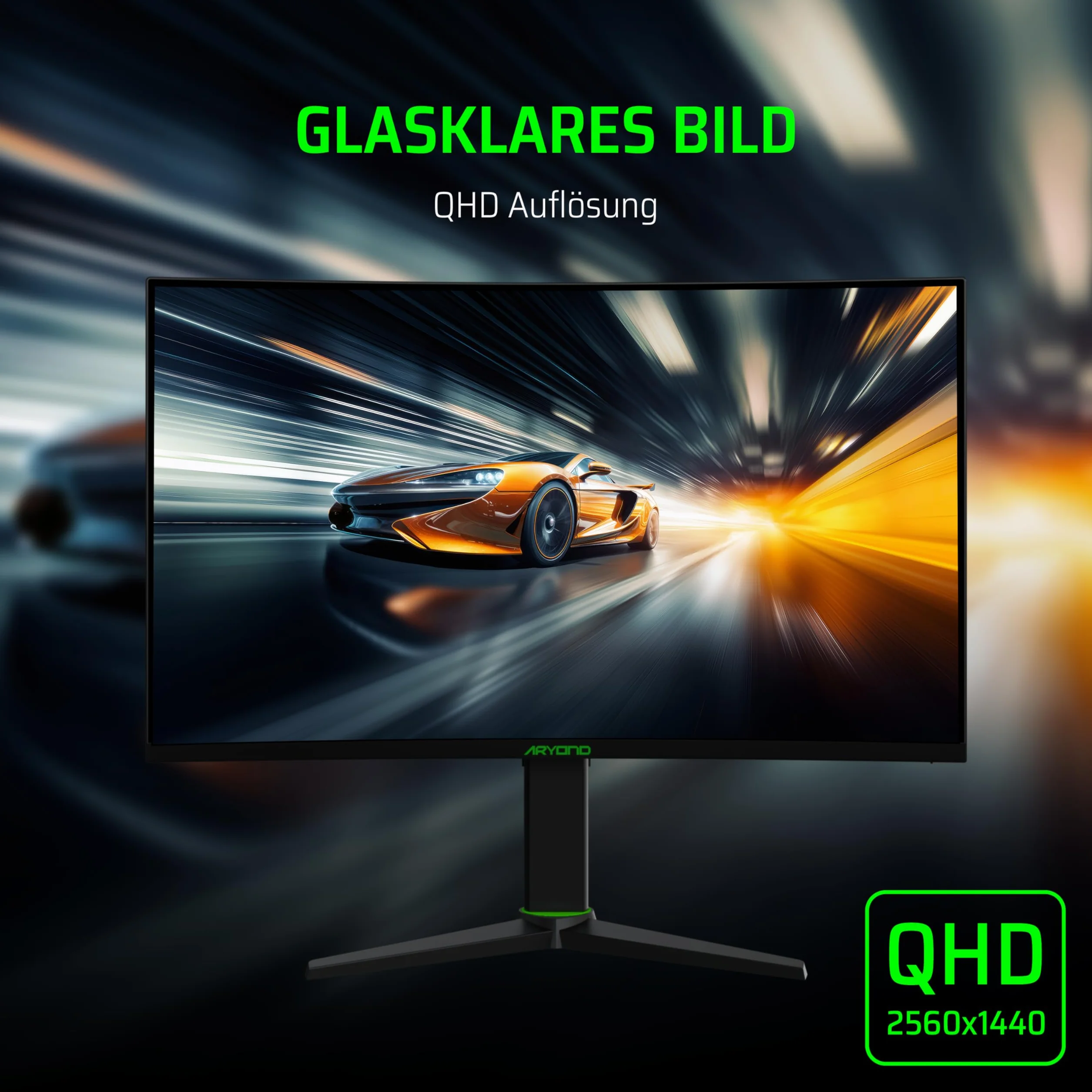 Aryond Zakrzywiony monitor gamingowy A27 V2, zakrzywiony wyświetlacz QHD 27 cali 180 Hz (2560 x 1440), czas reakcji 1 ms, HDR 10, FreeSync, G Sync 119,9%, SRGB, głośniki 2 x Ω8 x 2 W, połączenie HDMI