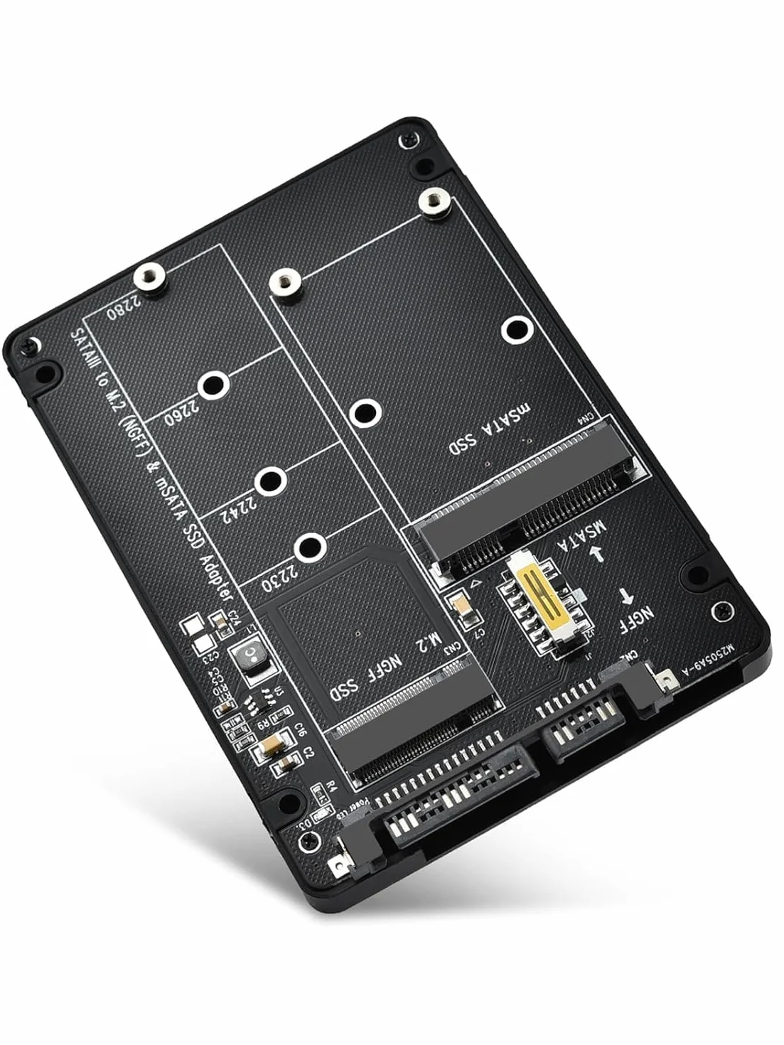 ELUTENG Adapter M.2 NGFF/mSATA 2,5" SATA III, 2 w 1 konwerter do MSATA i B Key/B&M NGFF SSD klucza (NIE obsługuje NVMe/PCIe ani M-Key)