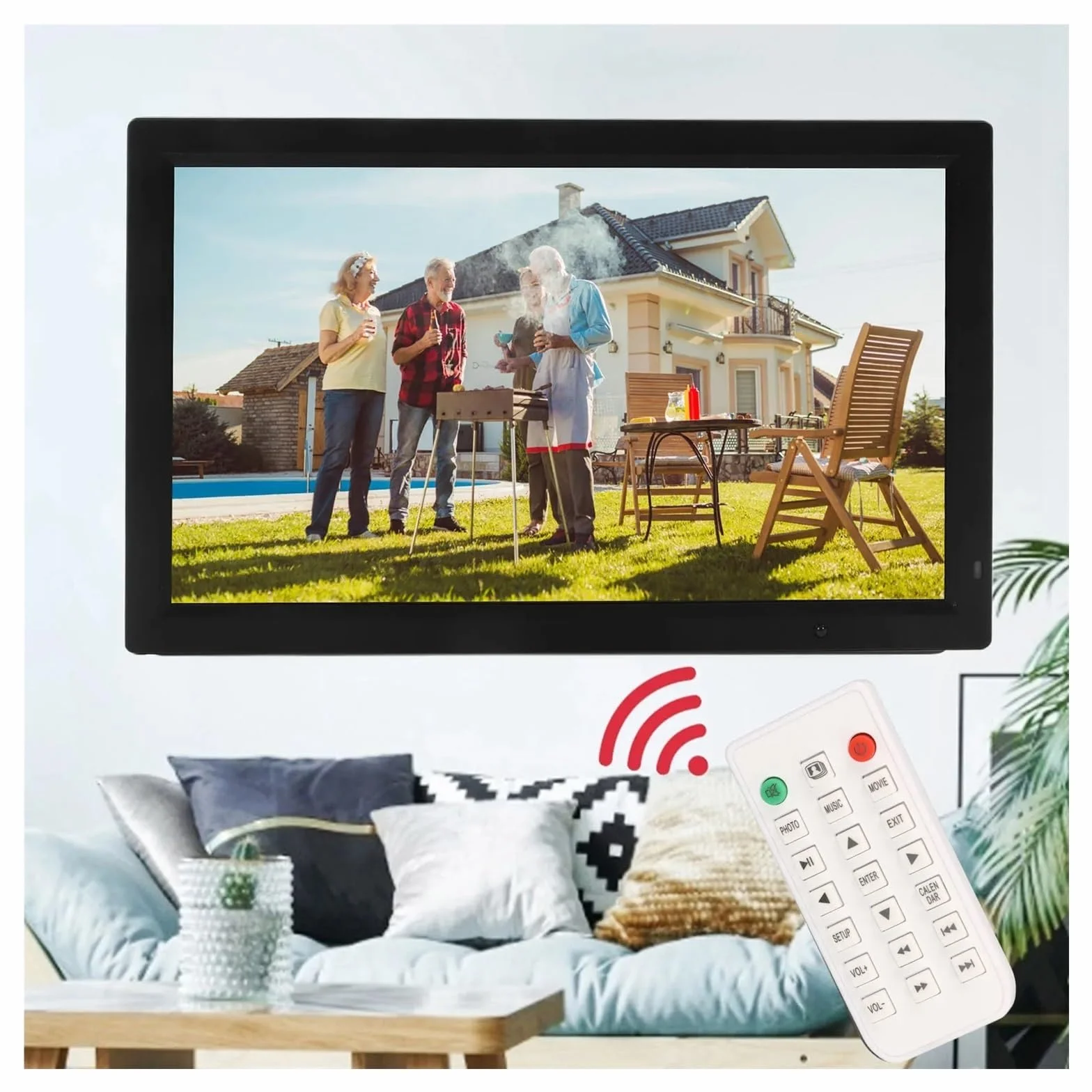 Elektroniczny Album Fotograficzny Cyfrowa Ramka Na Zdjęcia Czarne Tło Muzyczne HD 1080P Wielofunkcyjny Do Biura Easy Share
