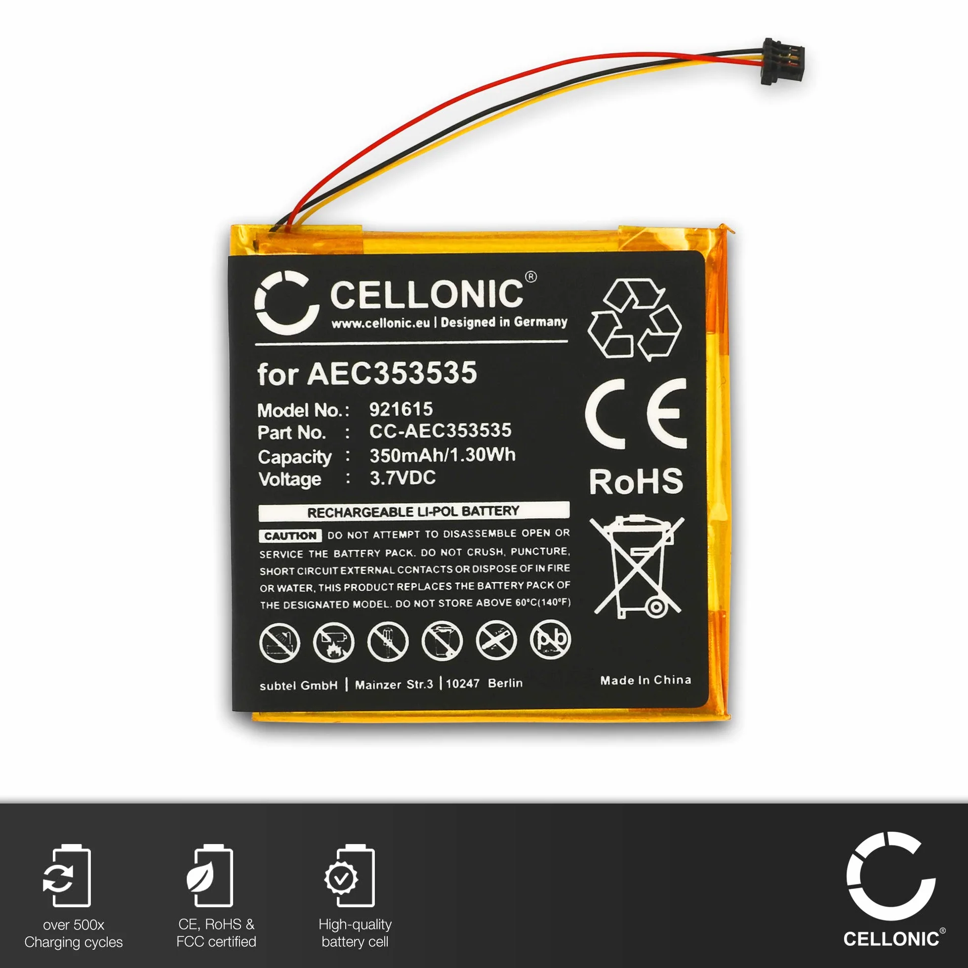 Bateria premium CELLONIC® kompatybilna z Beats Solo 2.0, Solo 3.0, Beats AEC3535 350 mAh zapasowa bateria zapasowa