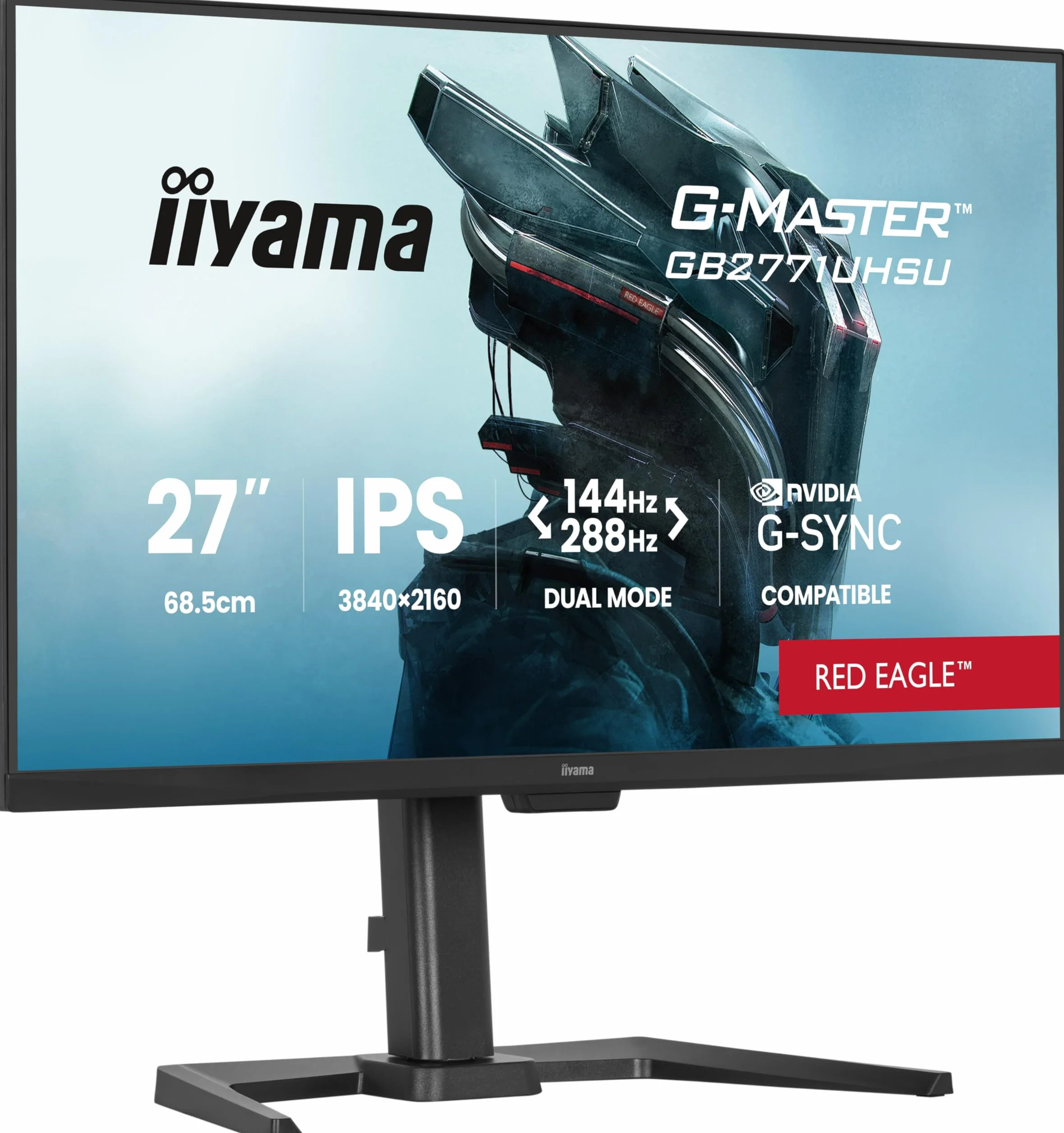 iiyama G-Master GB2771UHSU-B1 27 cali 144 Hz 4K 3840 x 2160, 0,8 ms, kompatybilny z AMD FreeSync Premium/NVIDIA G-SYNC, 2 x HDMI 2.1,1 x DisplayPort, HAS